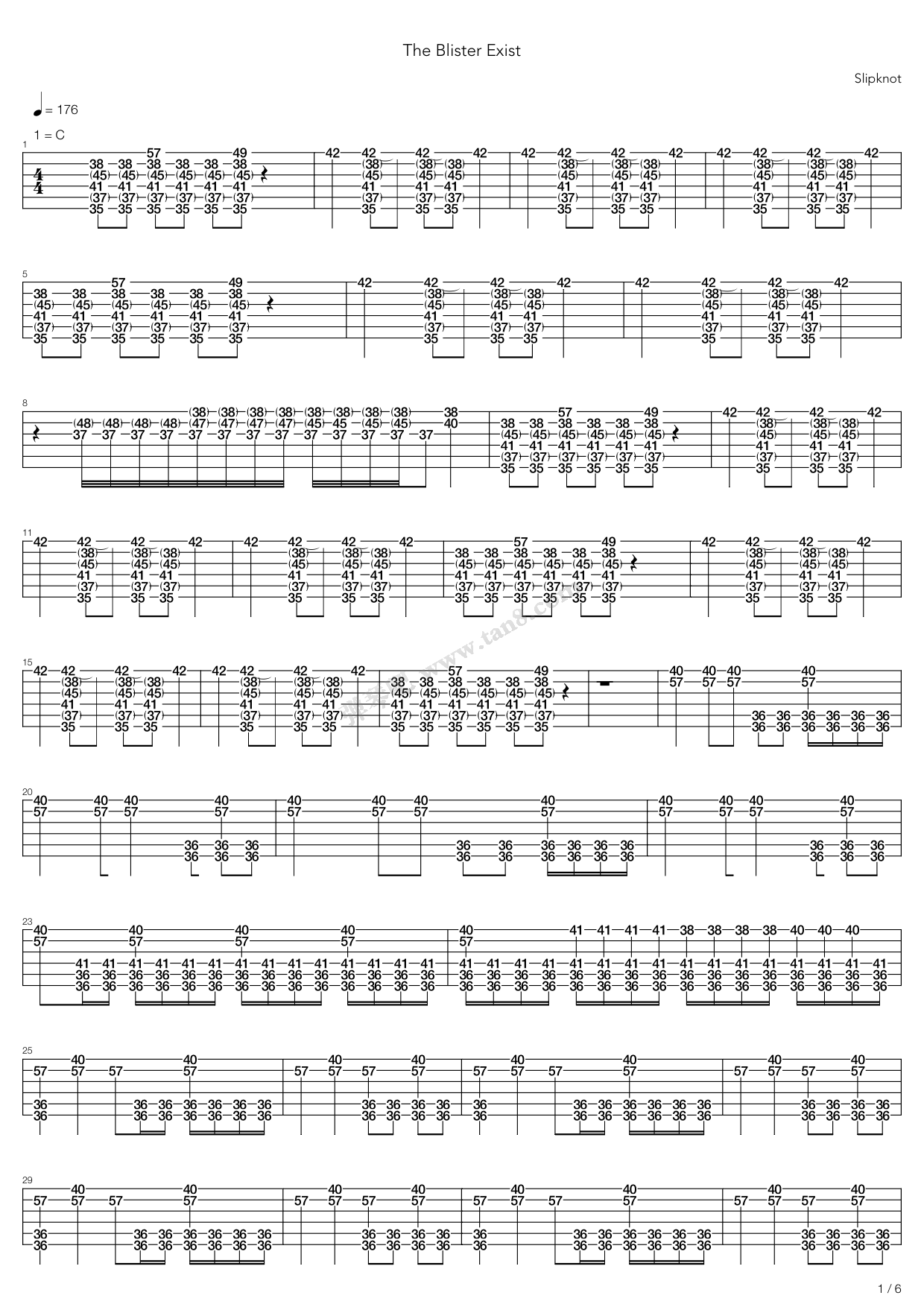 《the blister exists》,slipknot(六线谱 吉他谱吉他谱 第19页