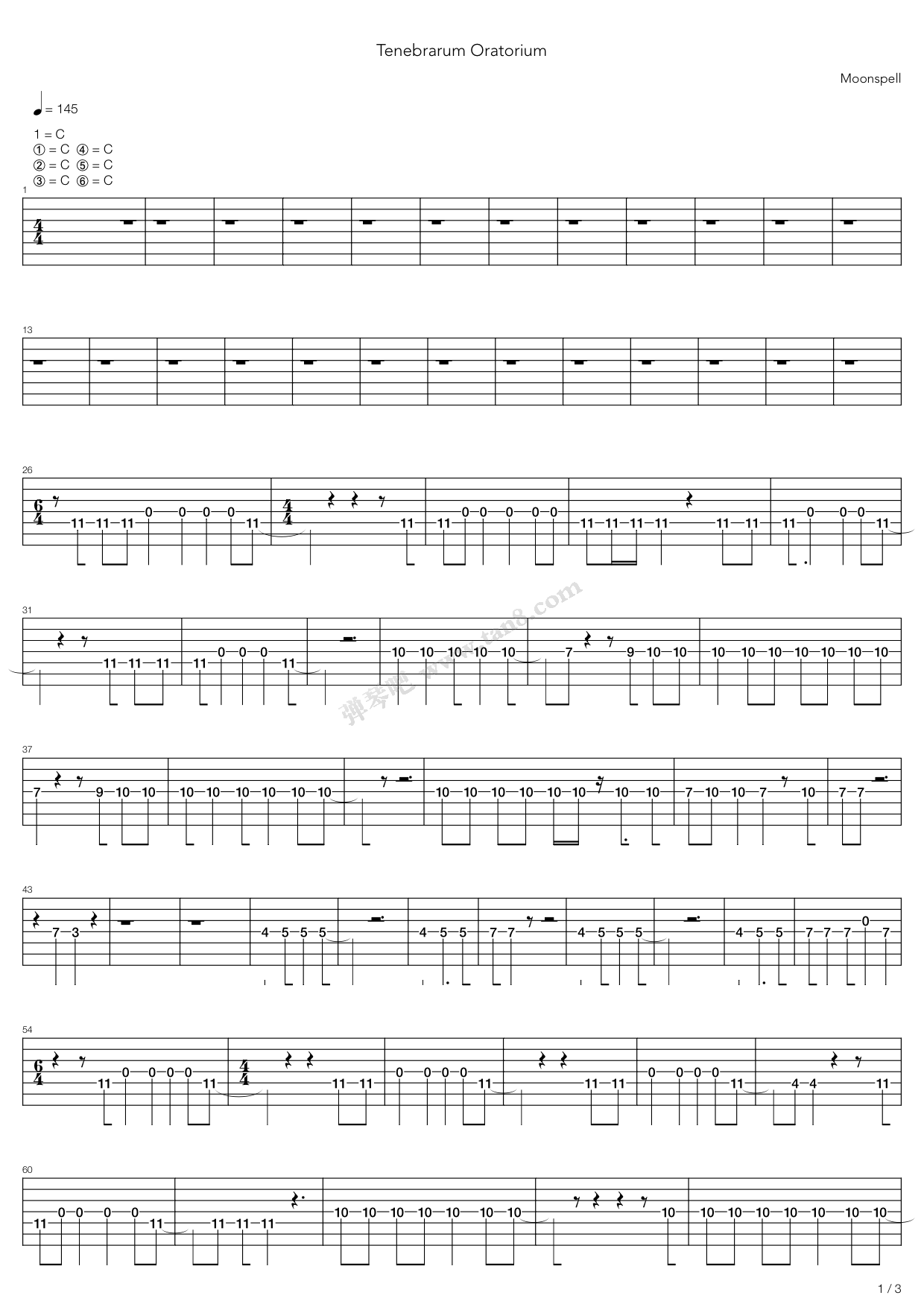 tenebrarum oratorium 吉他谱-虫虫吉他谱免费下载
