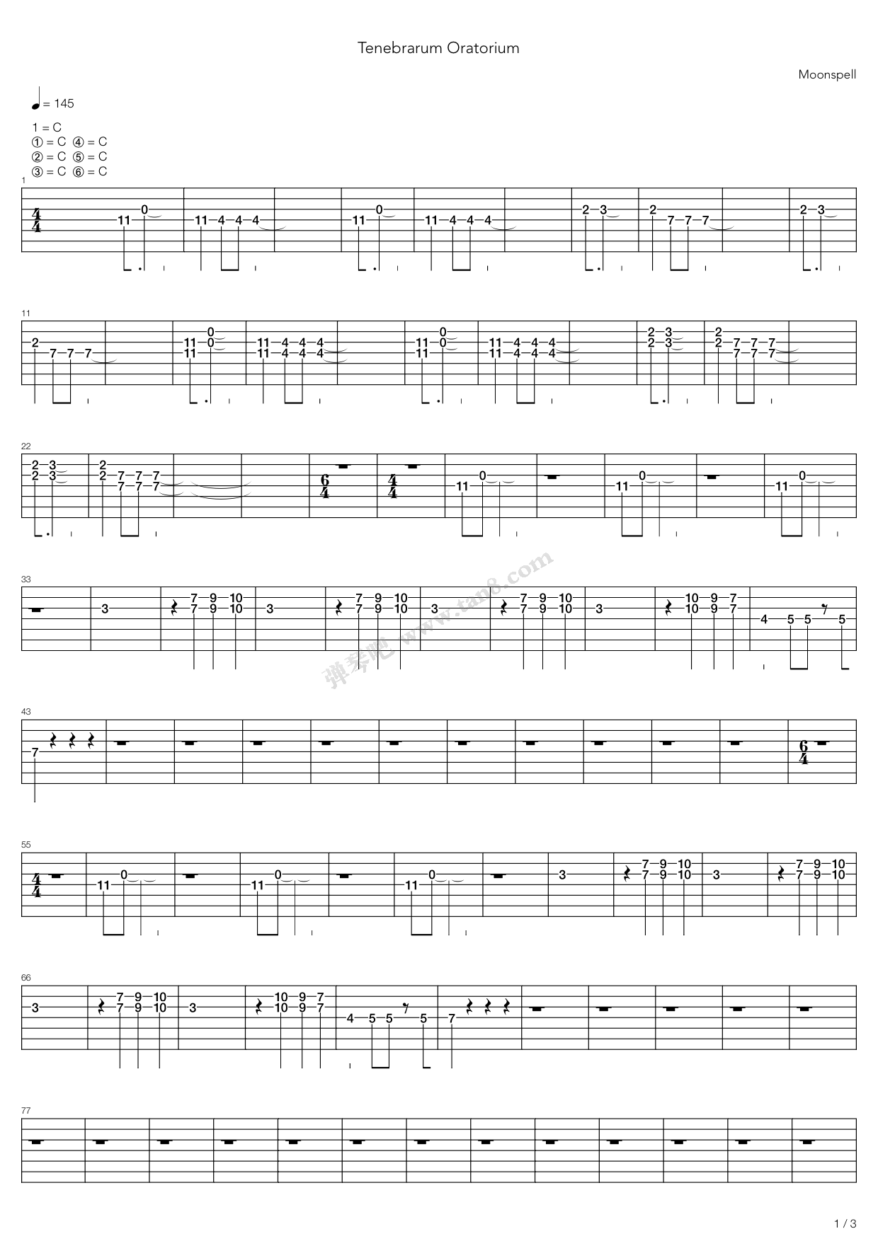 tenebrarum oratorium 吉他谱-虫虫吉他谱免费下载