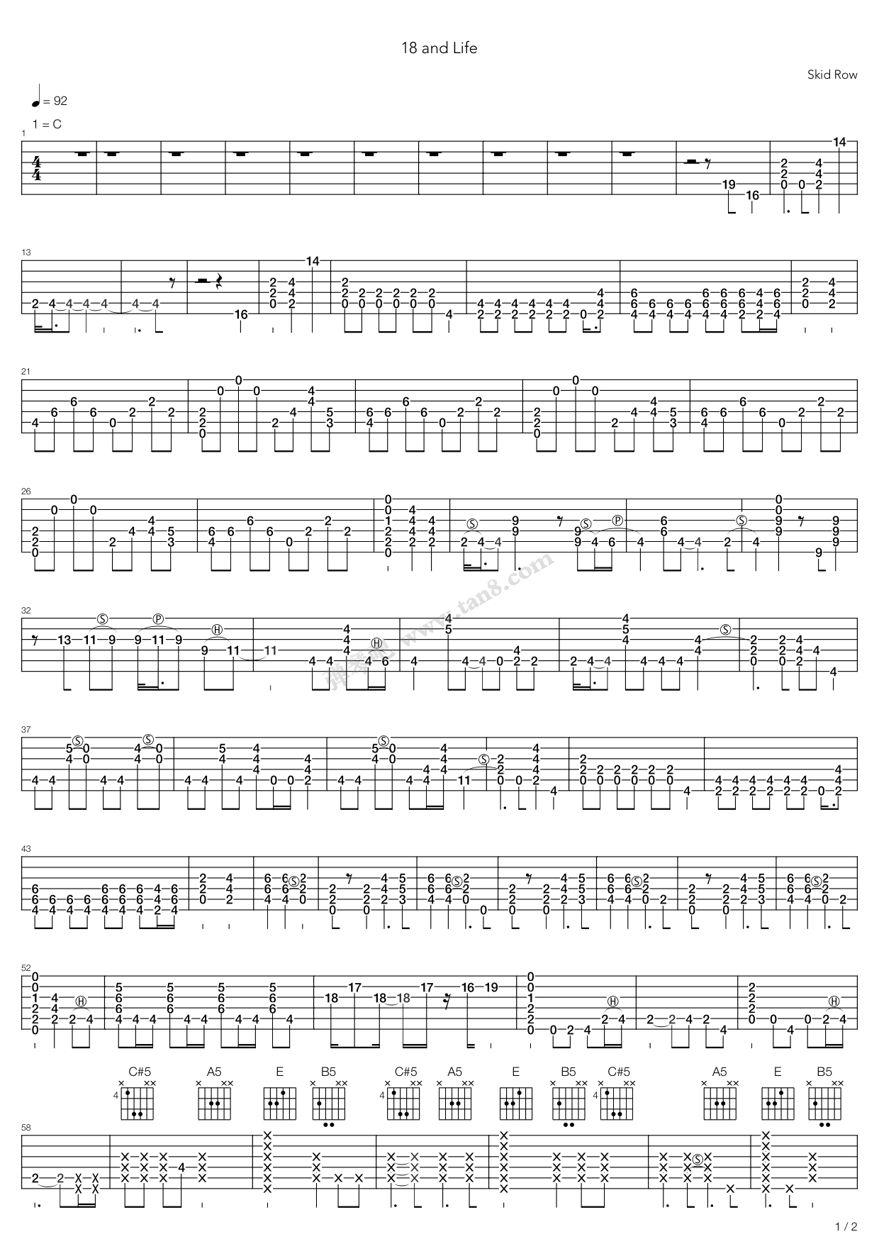 《18 and life》,skid row(六线谱 吉他谱吉他谱 第11页