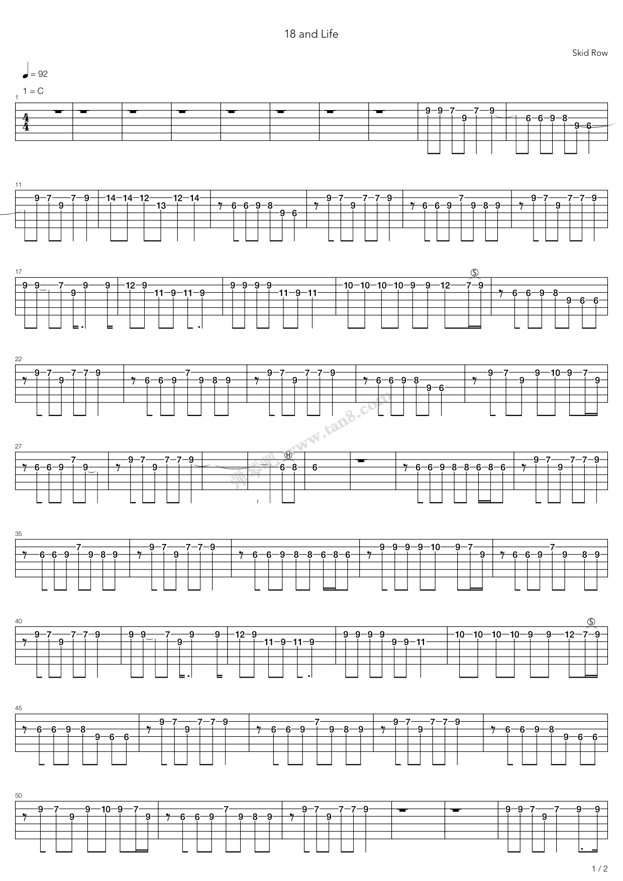 18 and life 吉他谱-虫虫吉他谱免费下载