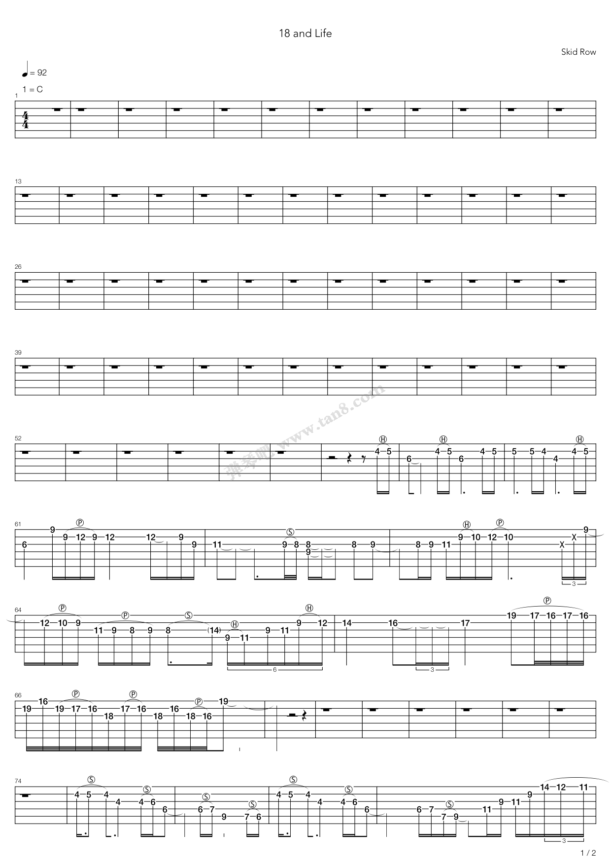 18 and life 吉他谱-虫虫吉他谱免费下载