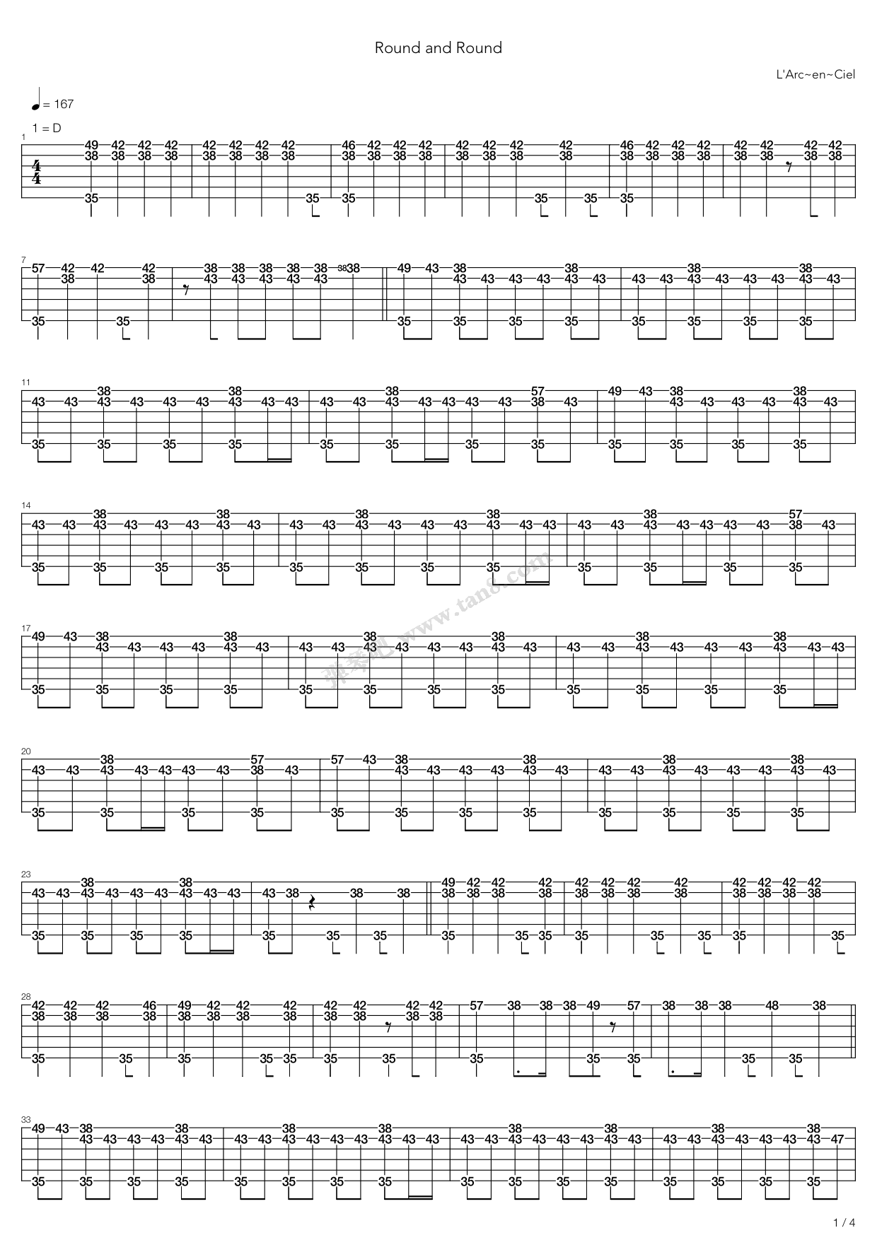 《round and round》,larc～en～ciel(六线谱 吉他谱吉他谱 第16页