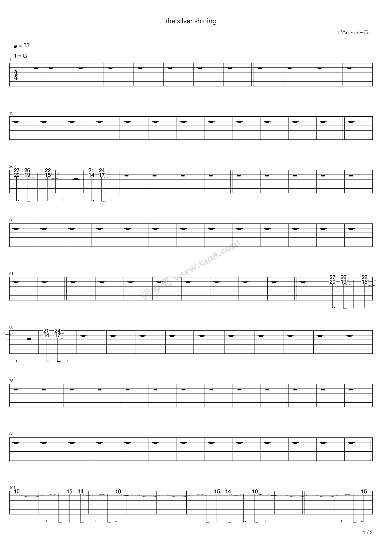 《the silver shining》,larc～en～ciel(六线谱 吉他谱吉他谱 第19页
