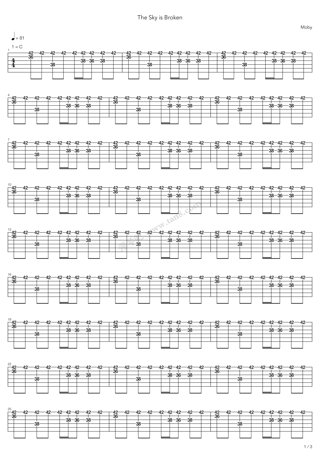 the sky is broken 吉他谱-虫虫吉他谱免费下载