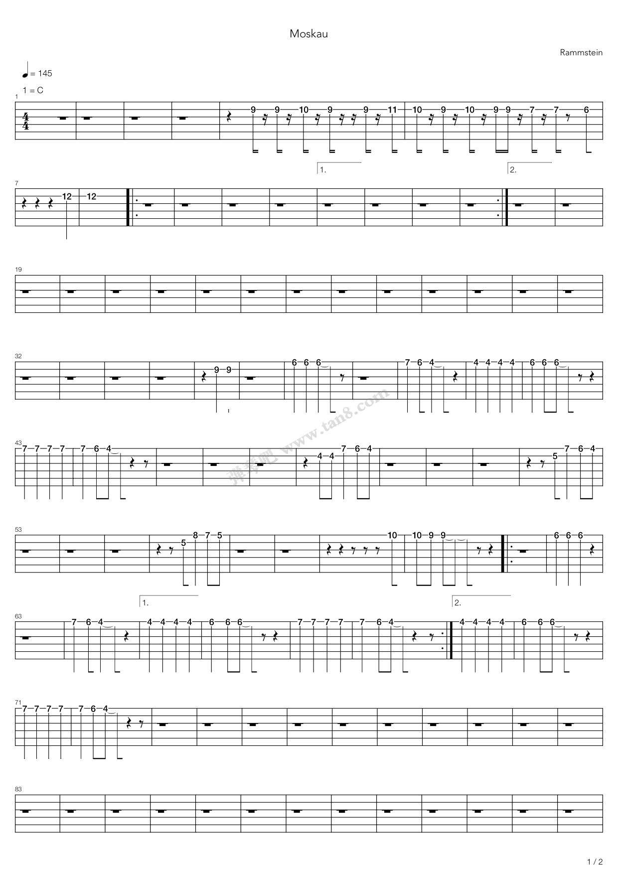 moskau吉他谱-弹唱谱---虫虫吉他