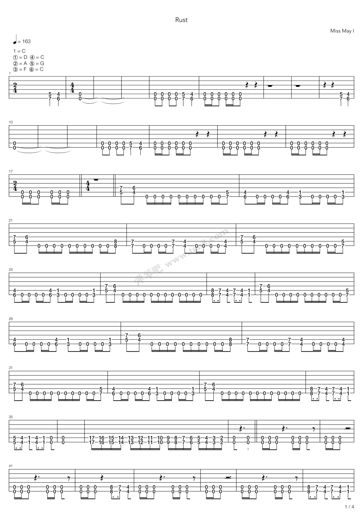 《rust》,miss may i(六线谱 吉他谱吉他谱 第5页