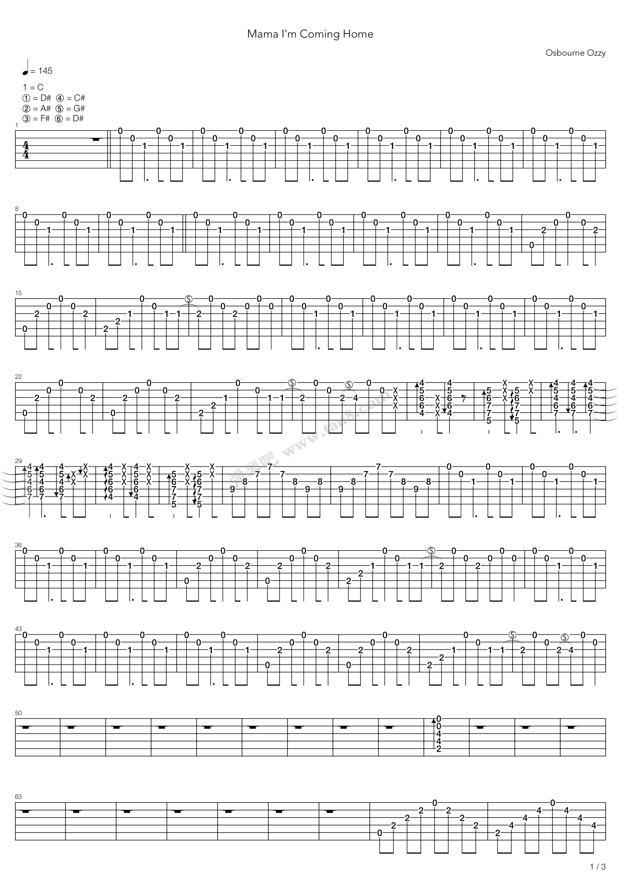 mama im coming home 吉他谱-虫虫吉他谱免费下载