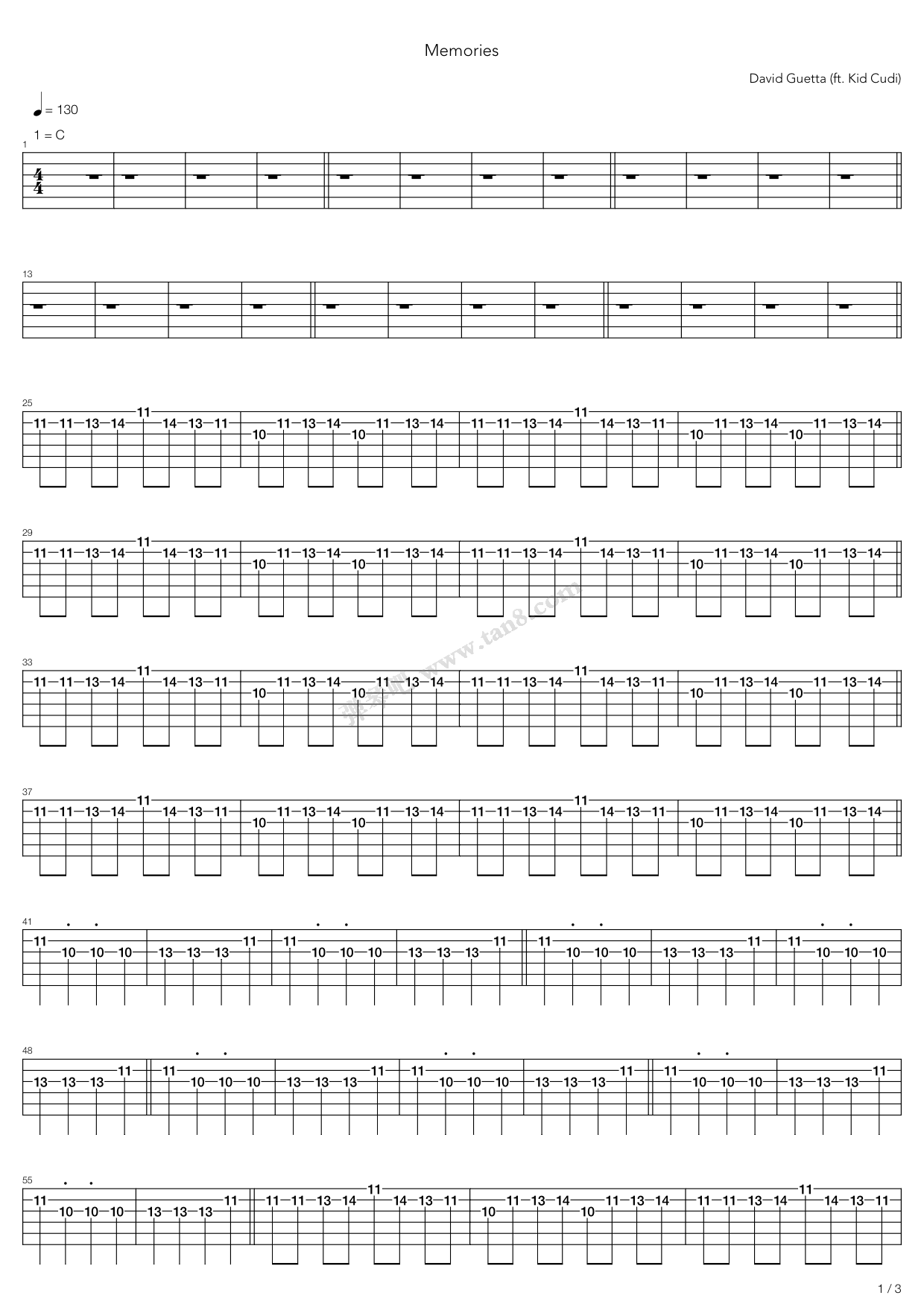 《memories》,david guetta(六线谱 吉他谱吉他谱 第6页