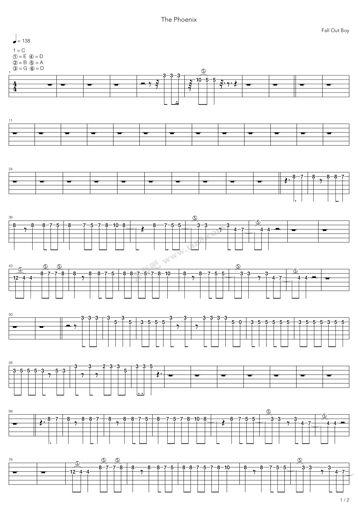 the phoenix 吉他谱-虫虫吉他谱免费下载