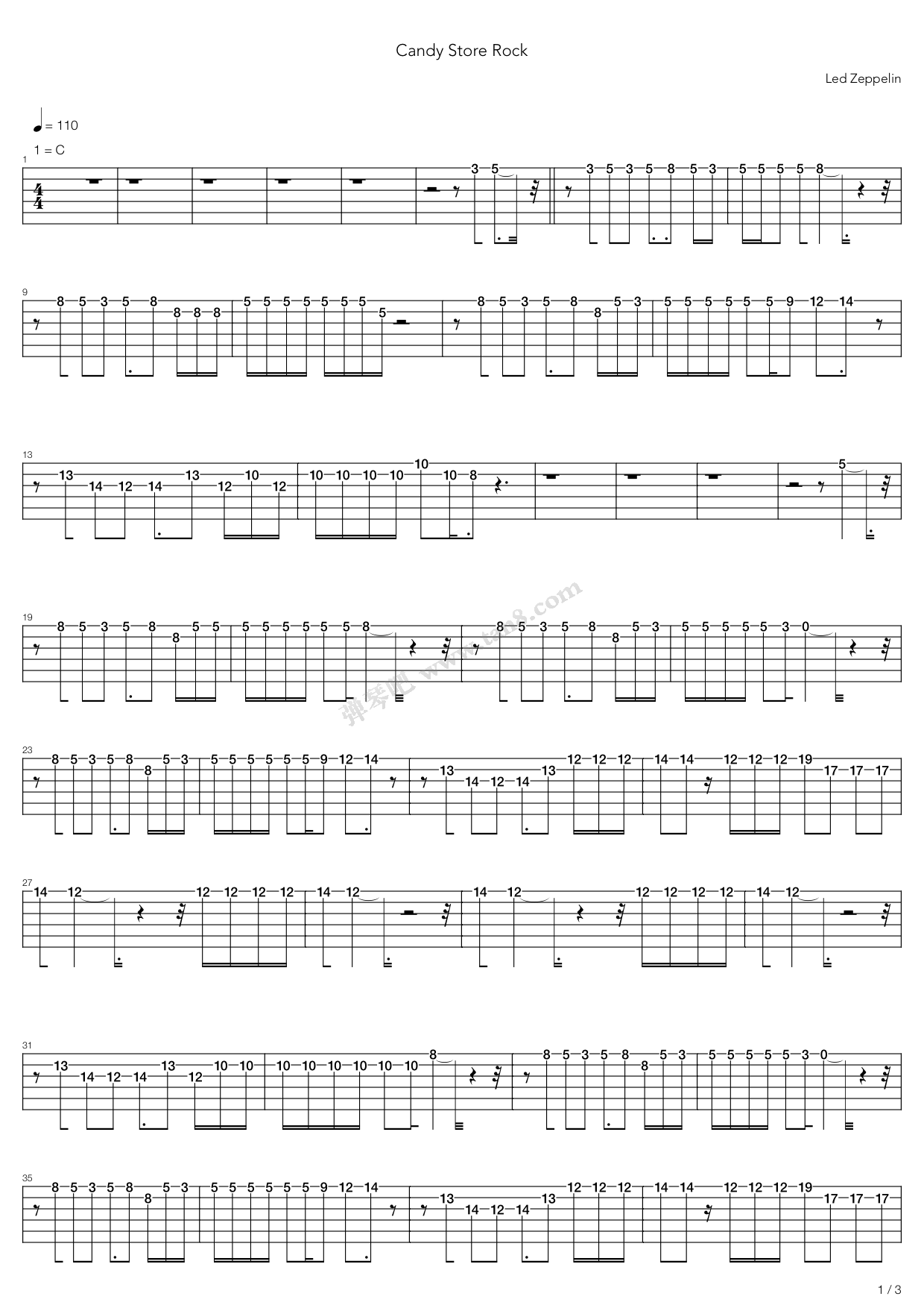 《candy store rock》,led zeppelin(六线谱 吉他谱吉他谱 第1页