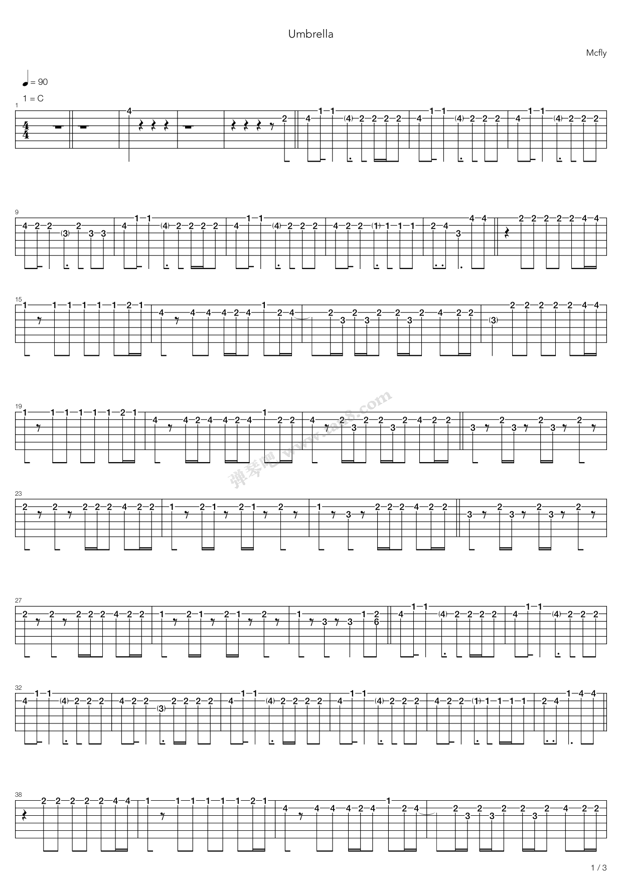 《umbrella》,mcfly(六线谱 吉他谱吉他谱 第1页