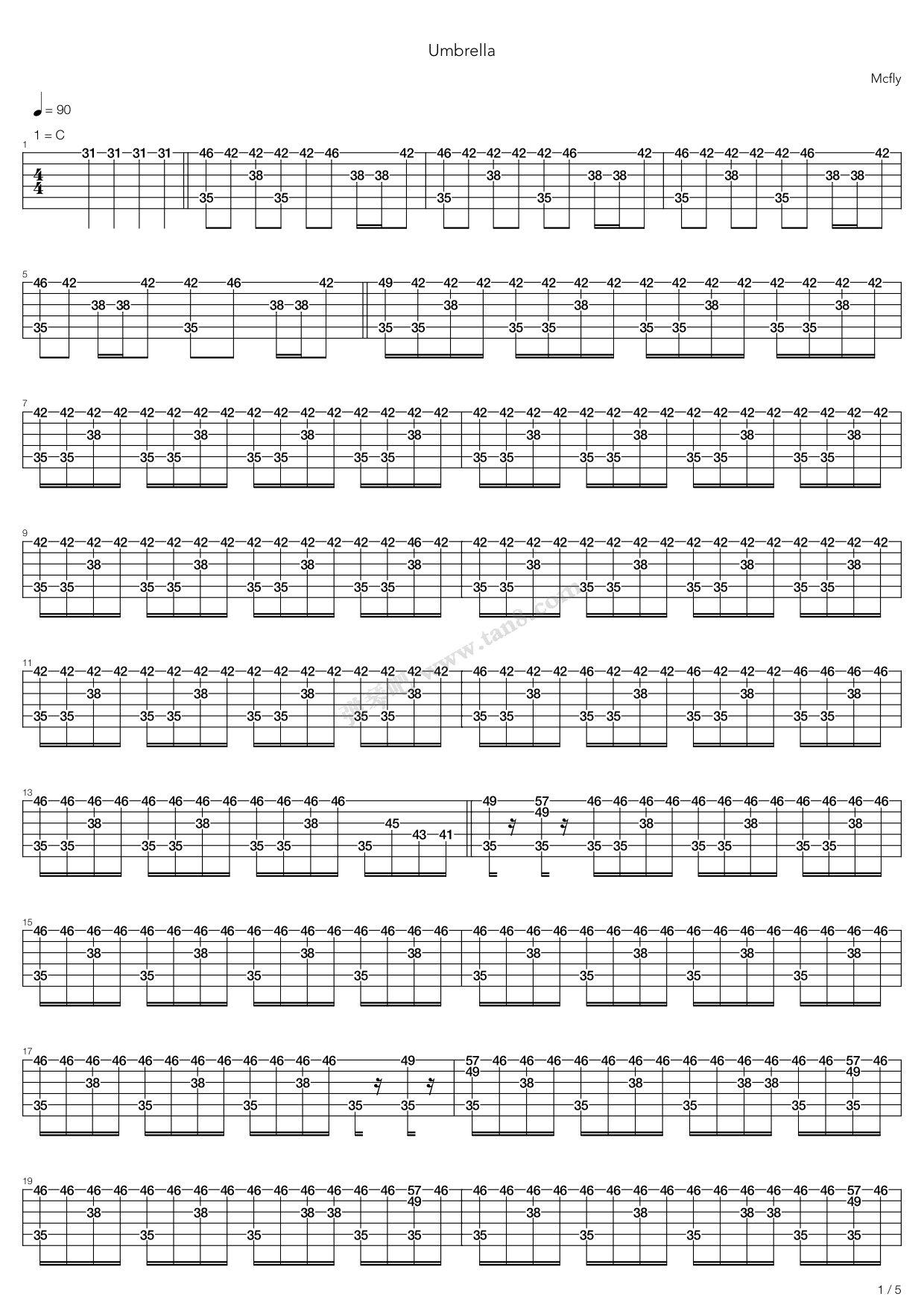 《umbrella》,mcfly(六线谱 吉他谱吉他谱 第17页