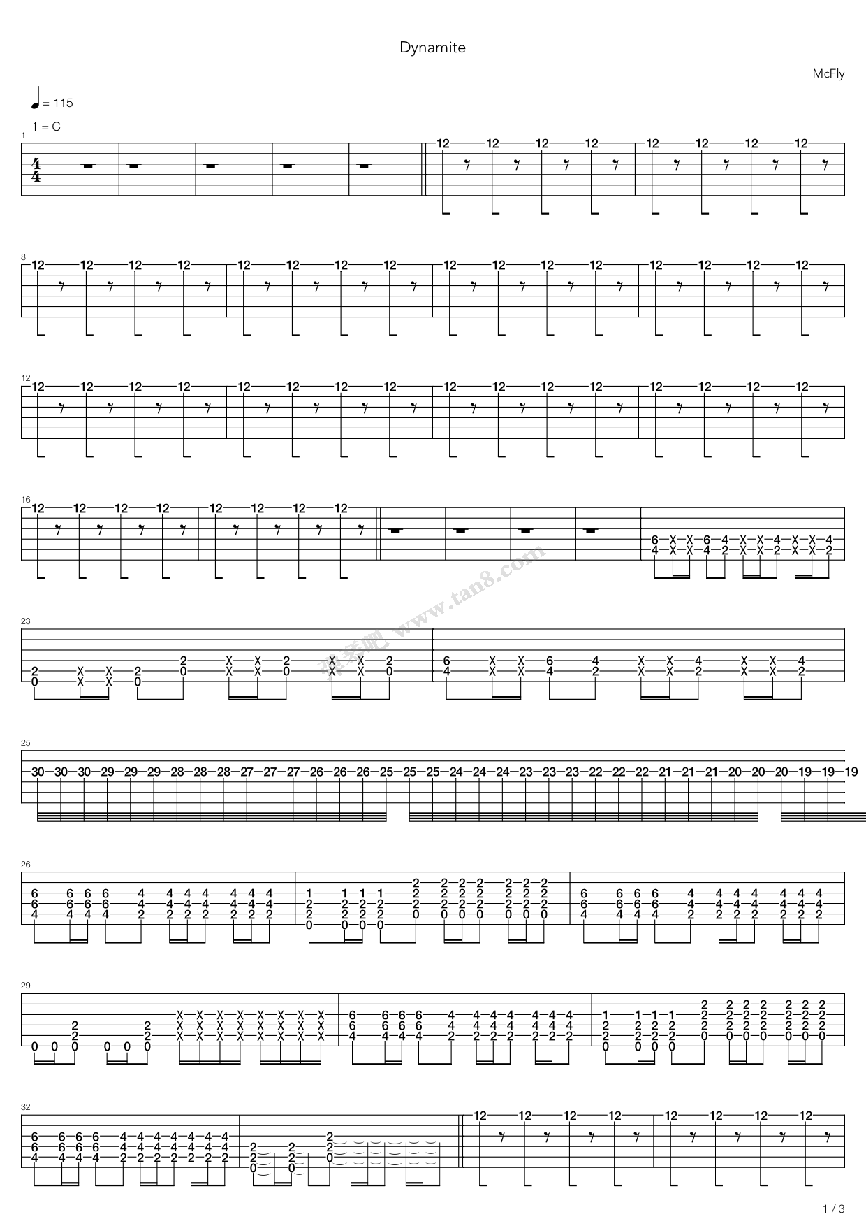 《dynamite》,mcfly(六线谱 吉他谱吉他谱 第5页