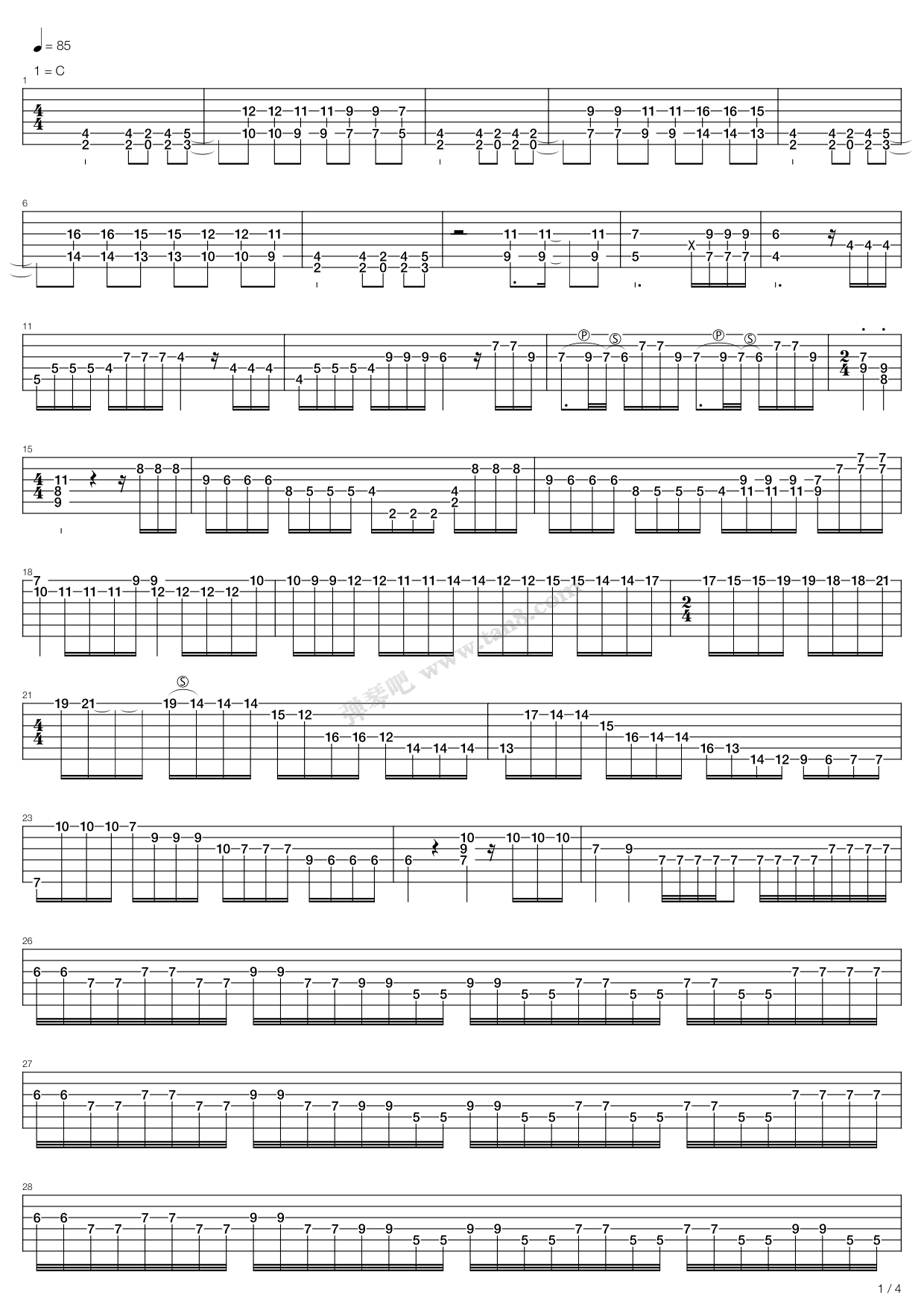 《命运交响曲(电吉他版)》,ludwig van beethoven(六线谱 吉他谱吉他