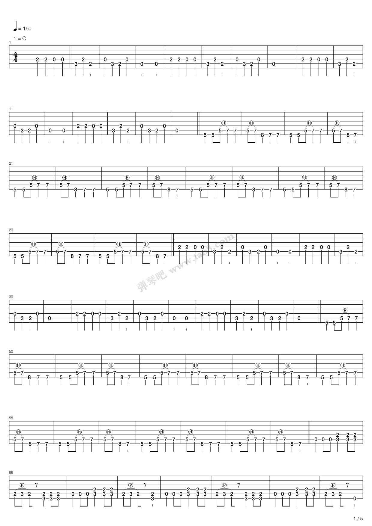 《old man》,ensiferum(六线谱 吉他谱吉他谱 第1页