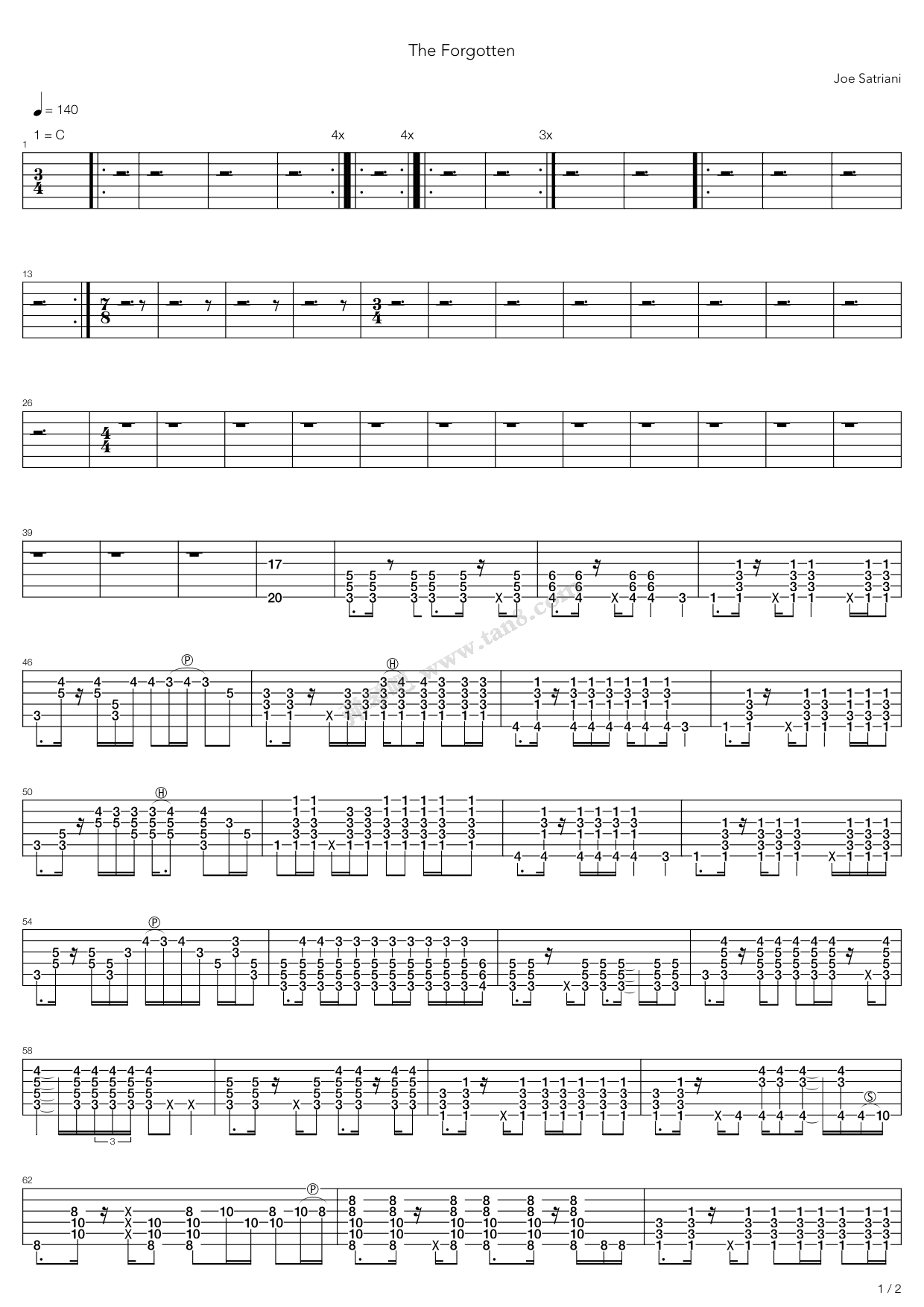 《the forgotten》,joe satriani(六线谱 吉他谱吉他谱 第12页