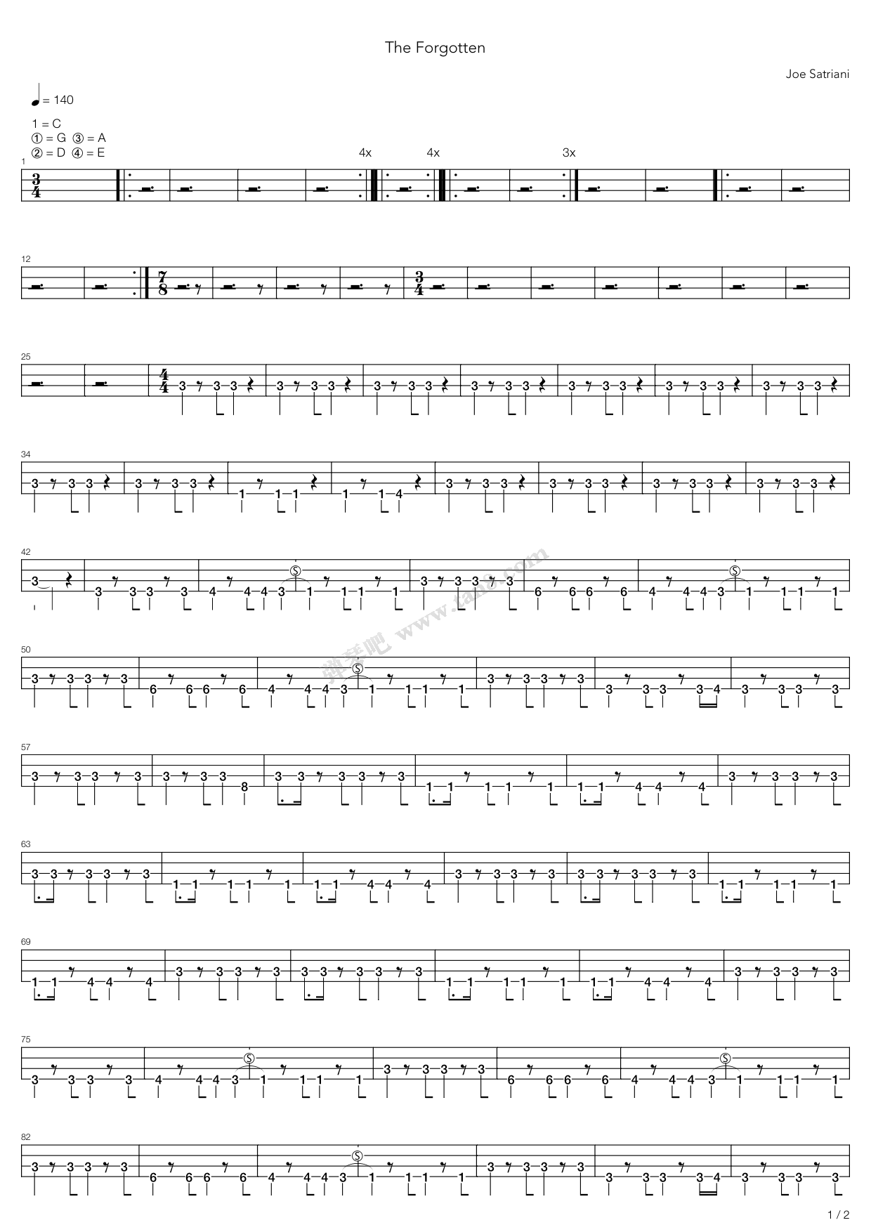 《the forgotten》,joe satriani(六线谱 吉他谱吉他谱 第14页