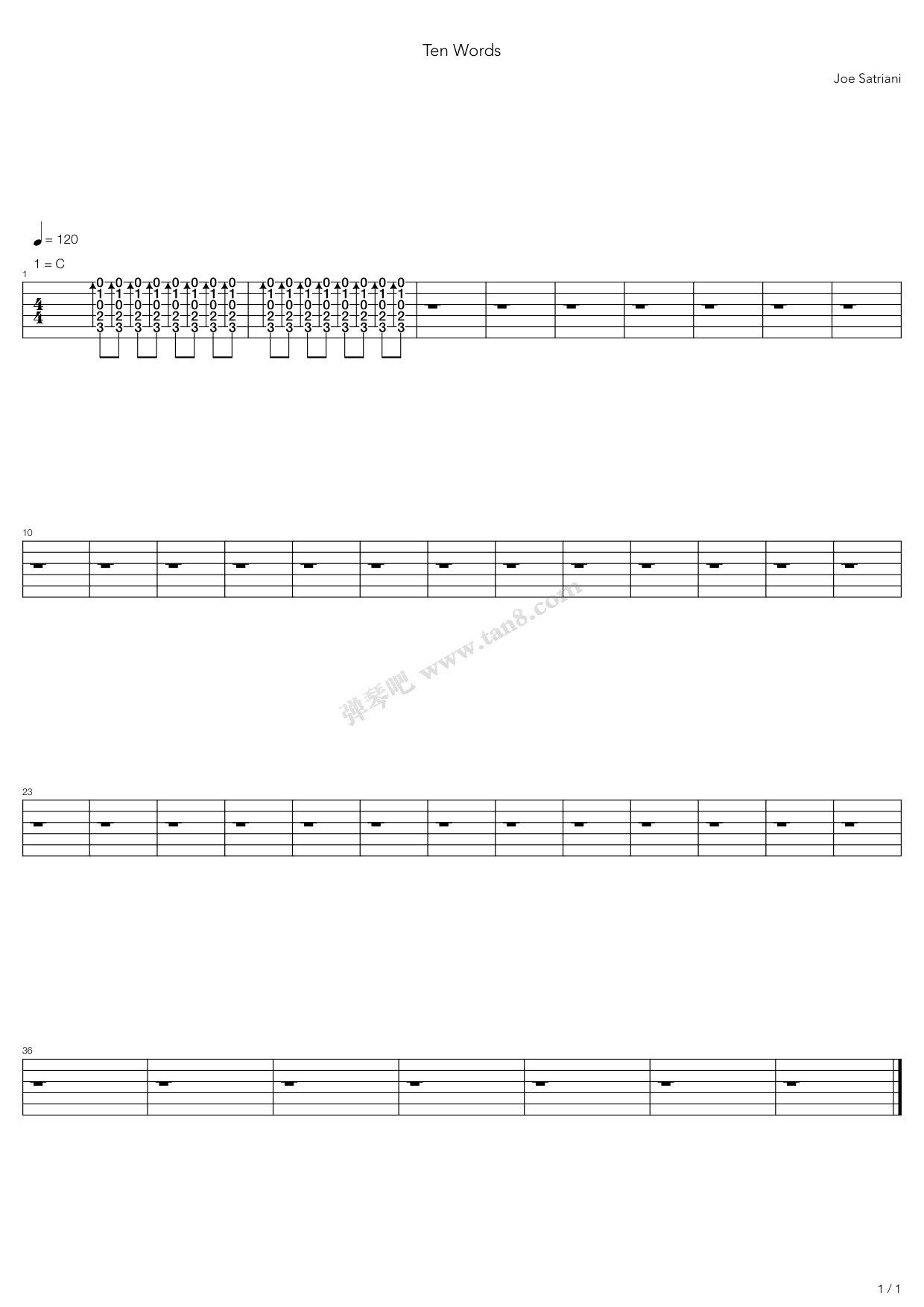 《ten words》,joe satriani(六线谱 吉他谱吉他谱 第2页