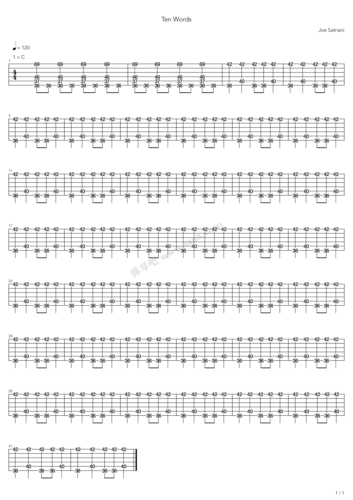 《ten words》,joe satriani(六线谱 吉他谱吉他谱 第6页