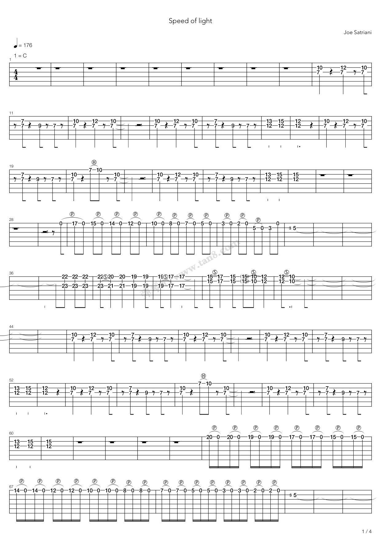 《speed of light》,joe satriani(六线谱 吉他谱吉他谱 第15页