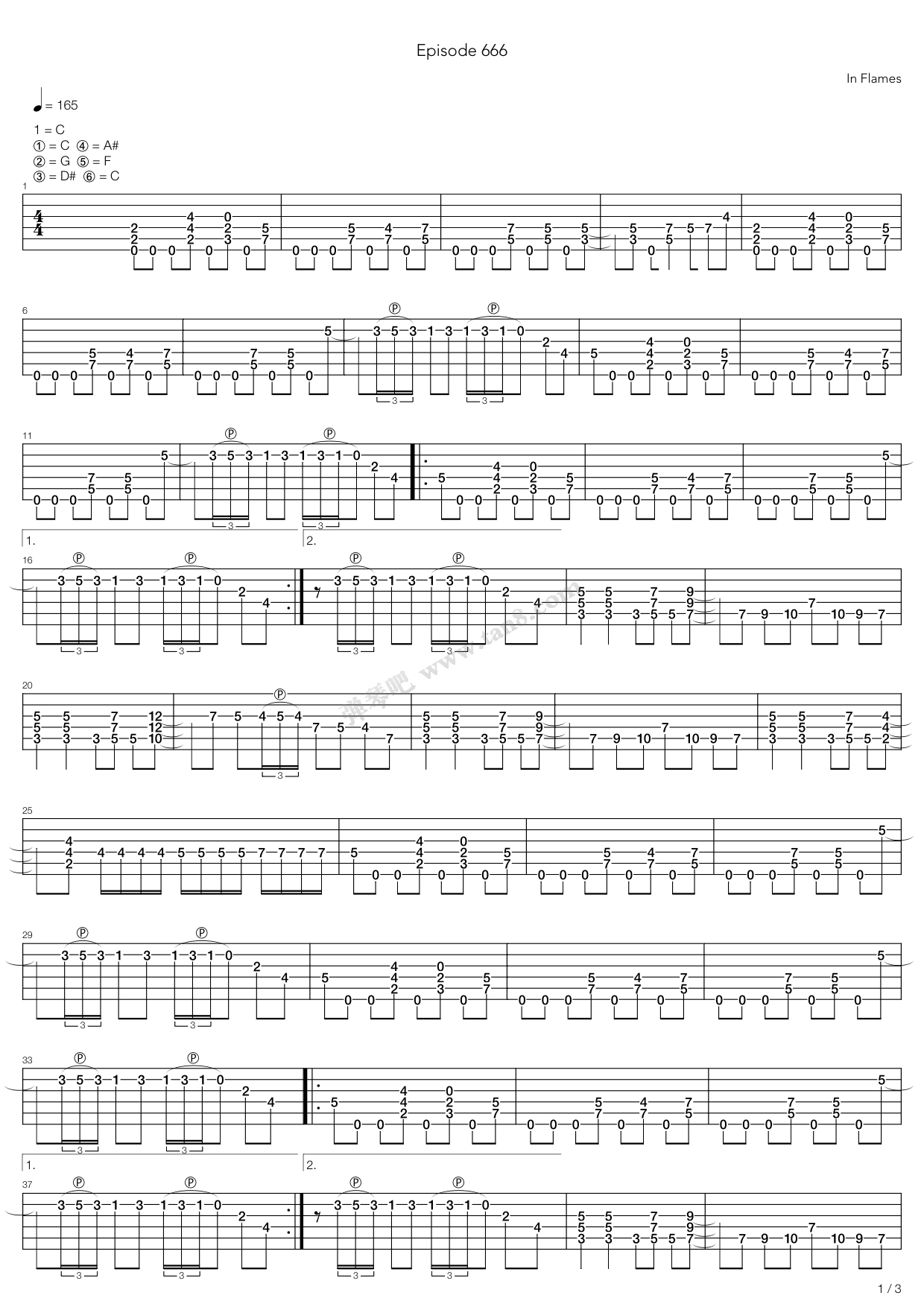 《episode 666》,in flames(六线谱 吉他谱吉他谱 第1页