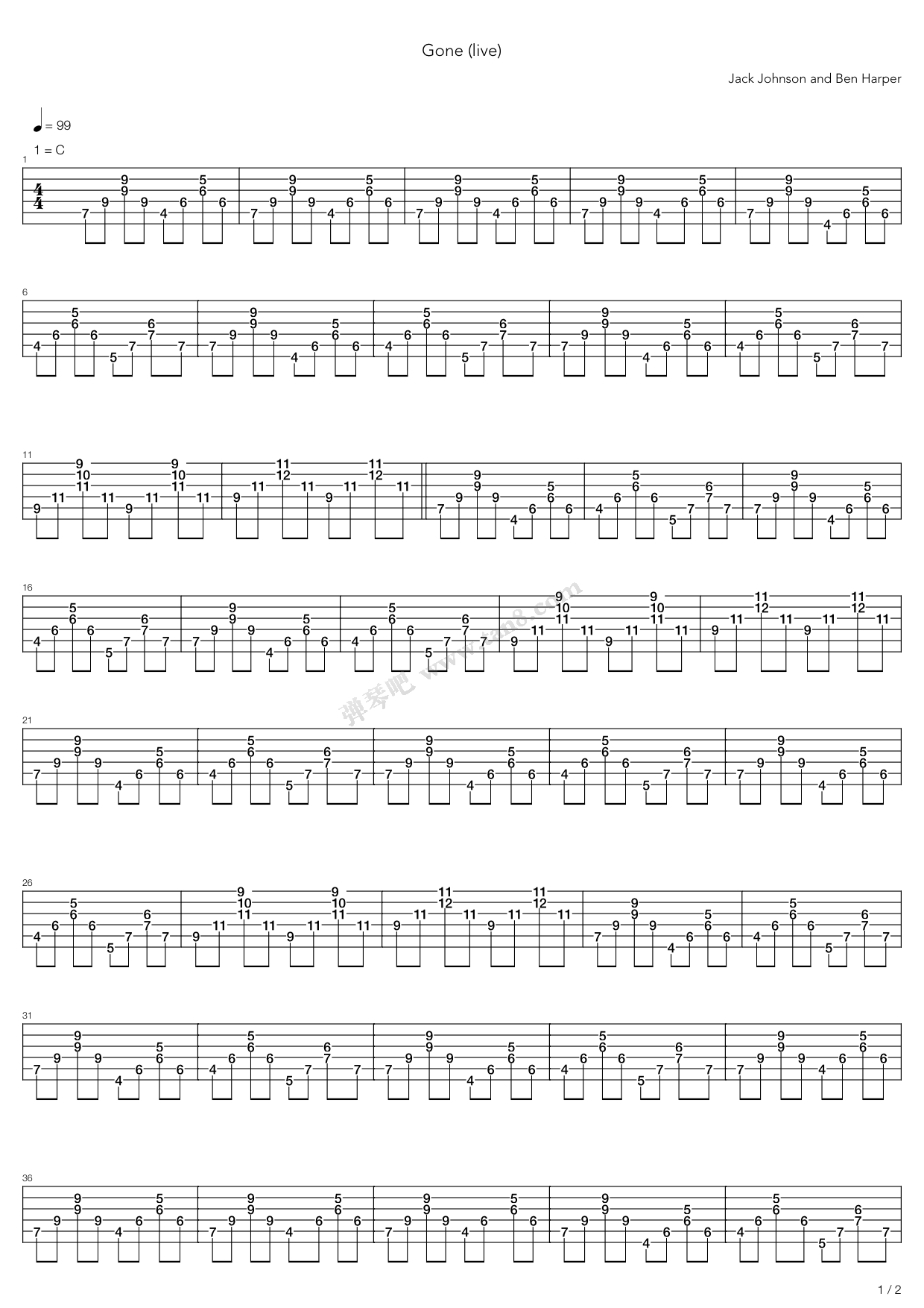 gone 吉他谱-虫虫吉他谱免费下载