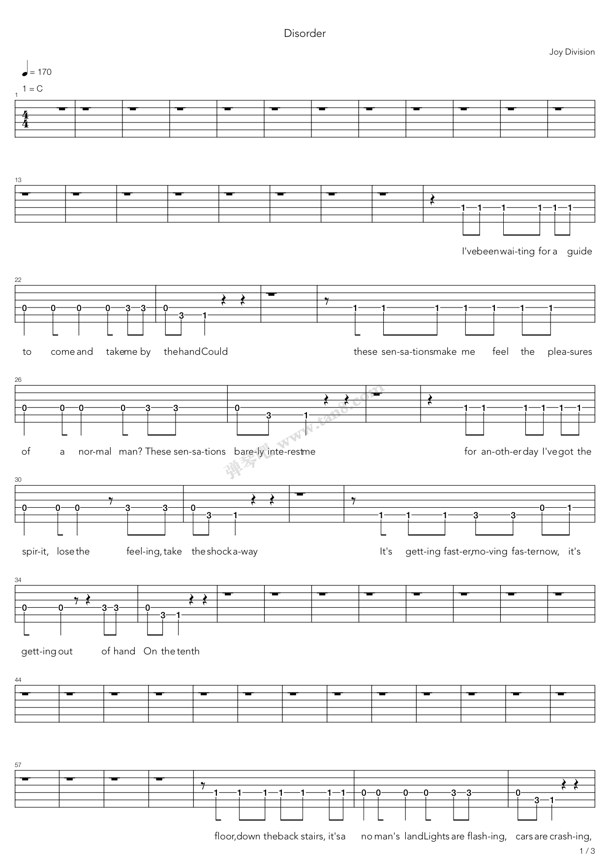 《disorder》,joy division(六线谱 吉他谱吉他谱 第12页