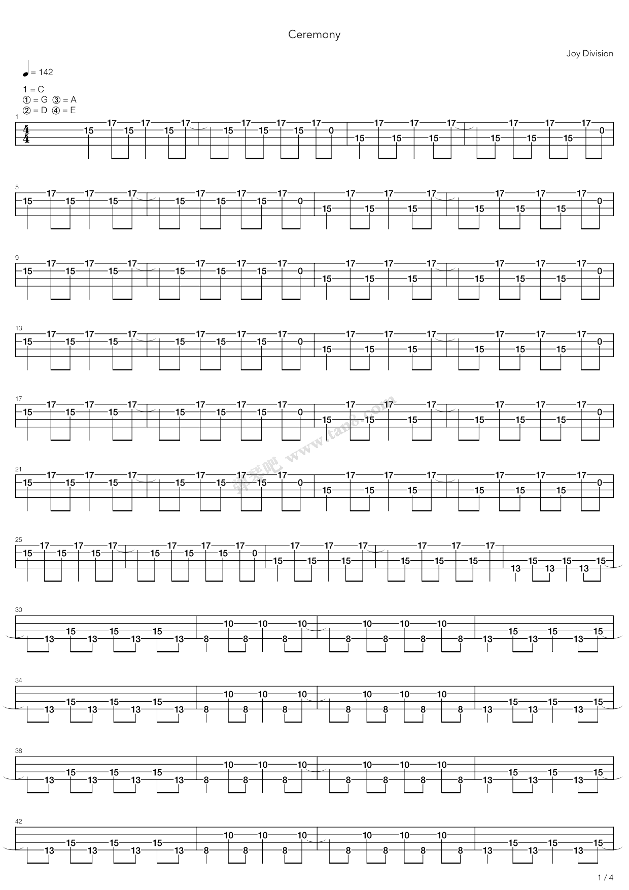 《ceremony》,joy division(六线谱 吉他谱吉他谱 第6页