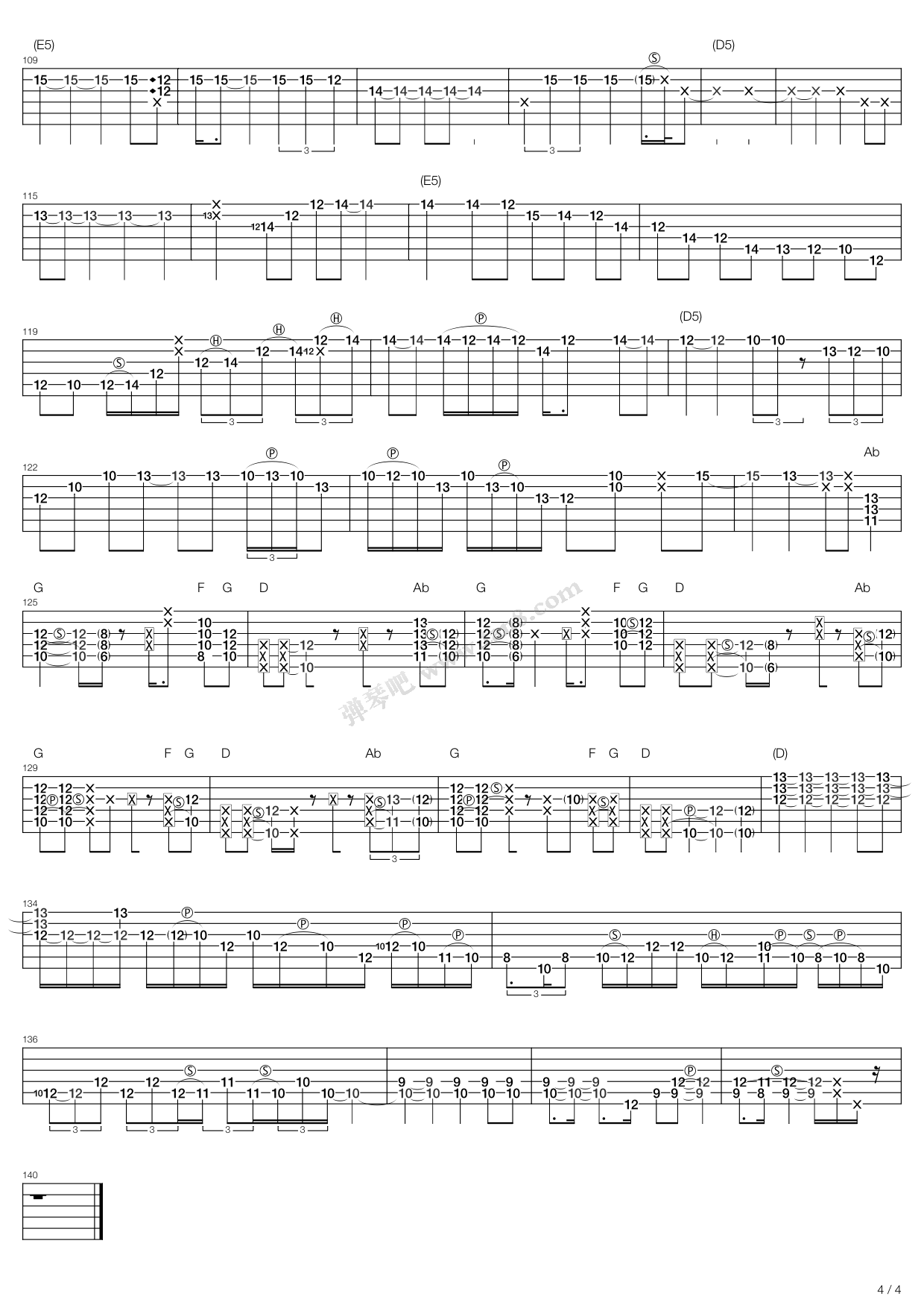 《fire》,jimi hendrix(六线谱 吉他谱吉他谱 第4页