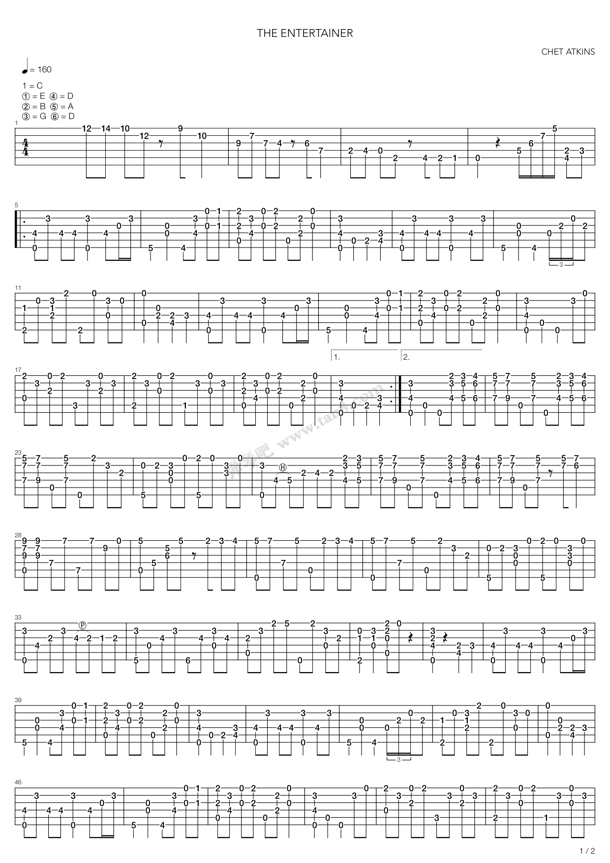 entertainer 吉他谱-虫虫吉他谱免费下载