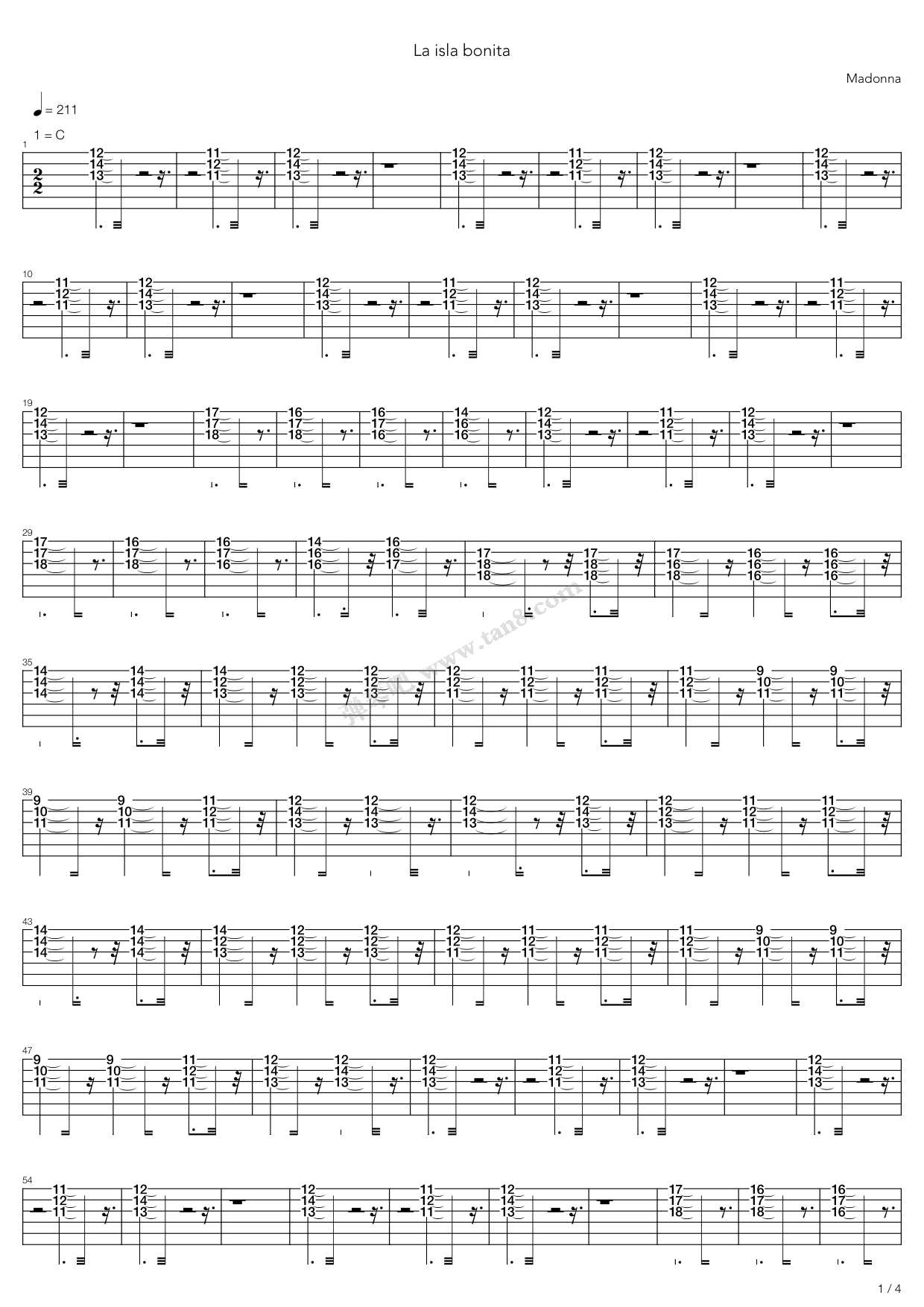 la isla bonita 吉他谱-虫虫吉他谱免费下载