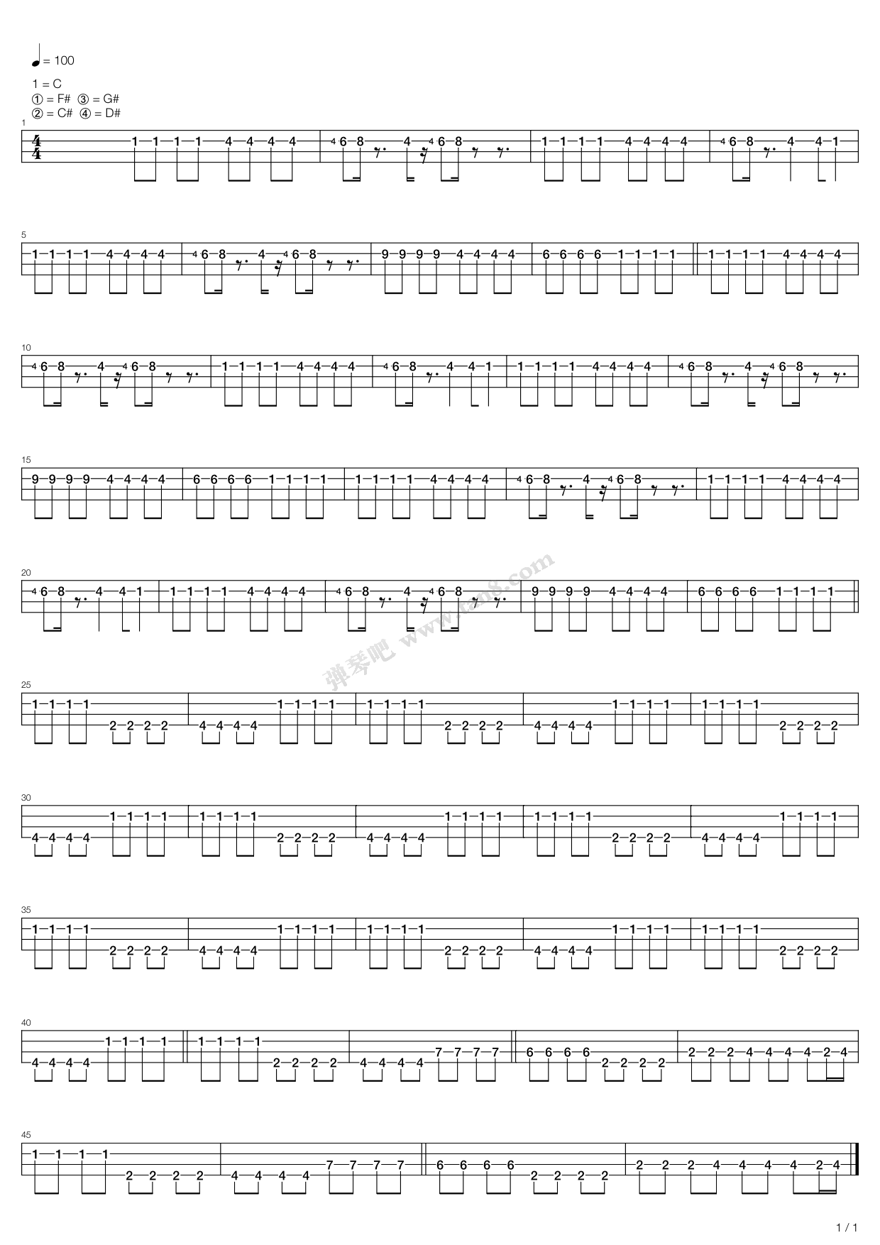 gorgeous 吉他谱-虫虫吉他谱免费下载