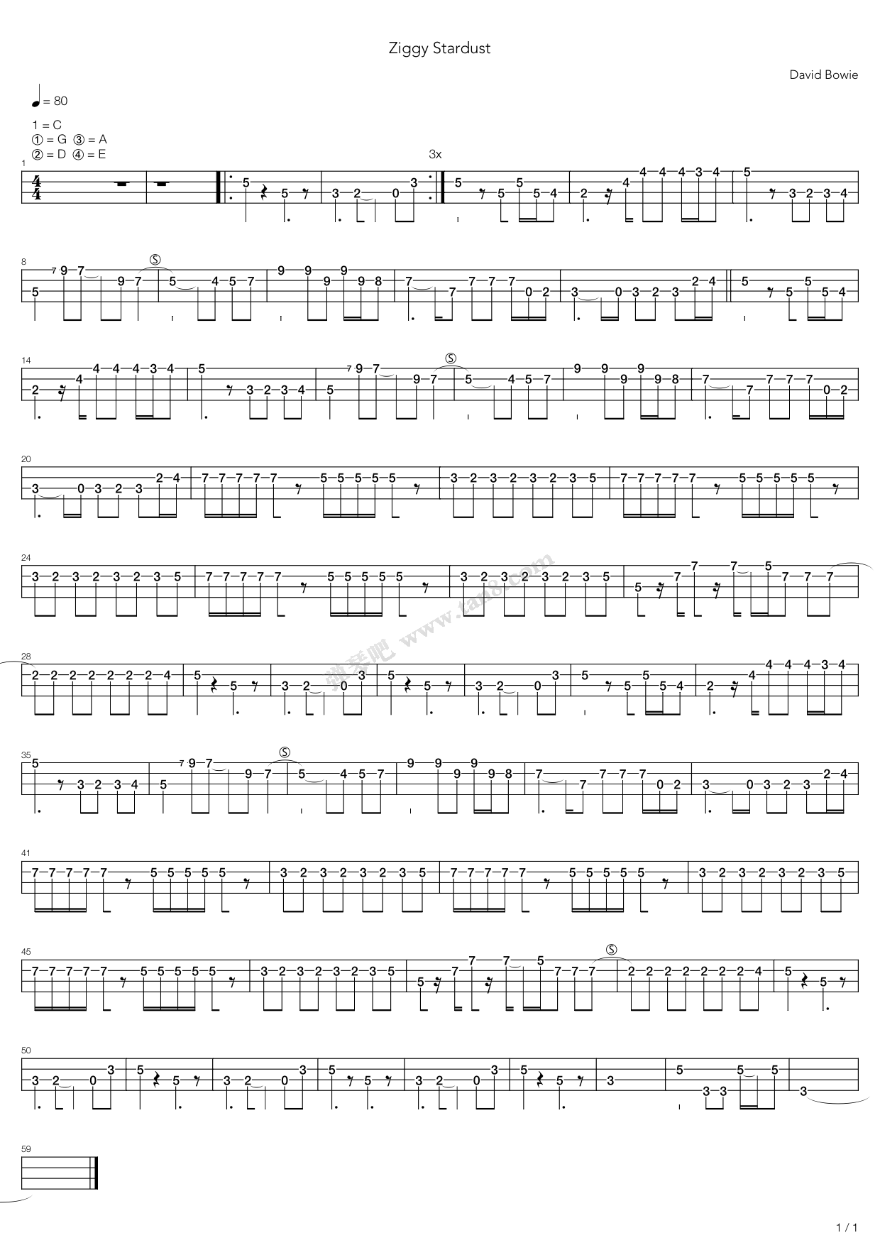 ziggy stardust 吉他谱-虫虫吉他谱免费下载