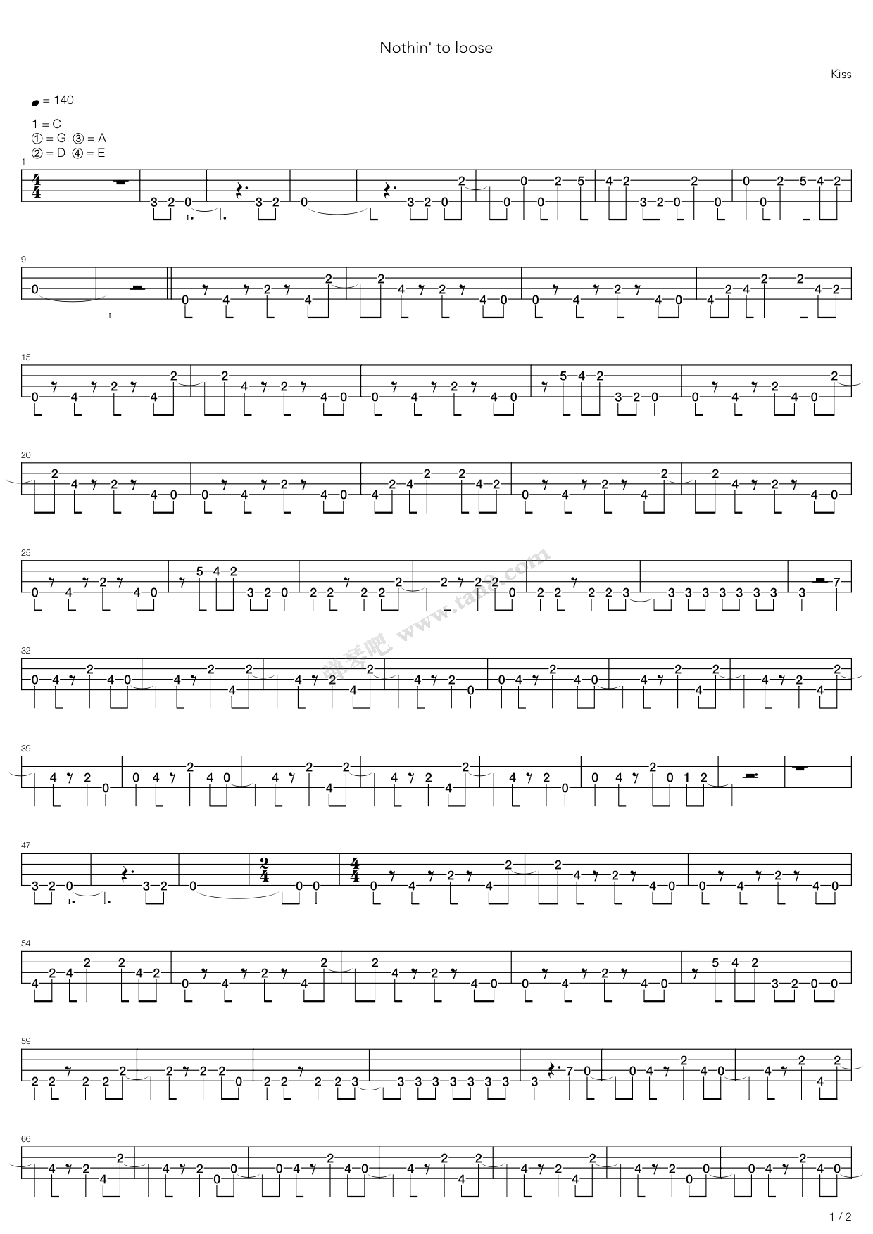 nothing to lose 吉他谱-虫虫吉他谱免费下载