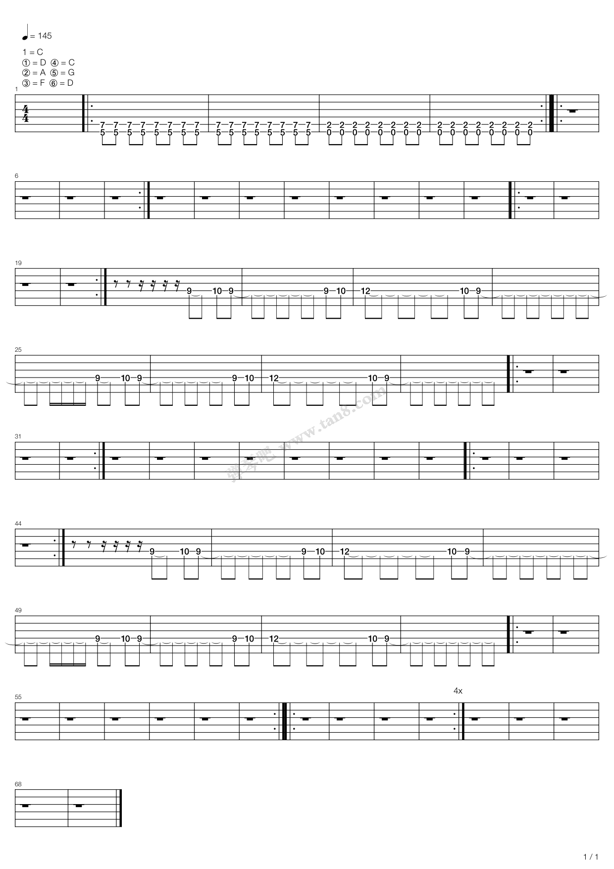 《luguber framtid》,lifelover(六线谱 吉他谱吉他谱 第1页