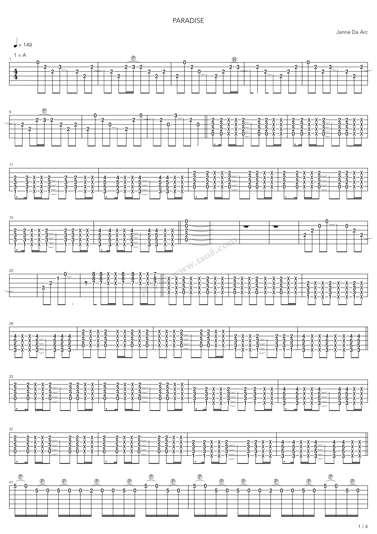 paradise 吉他谱-虫虫吉他谱免费下载