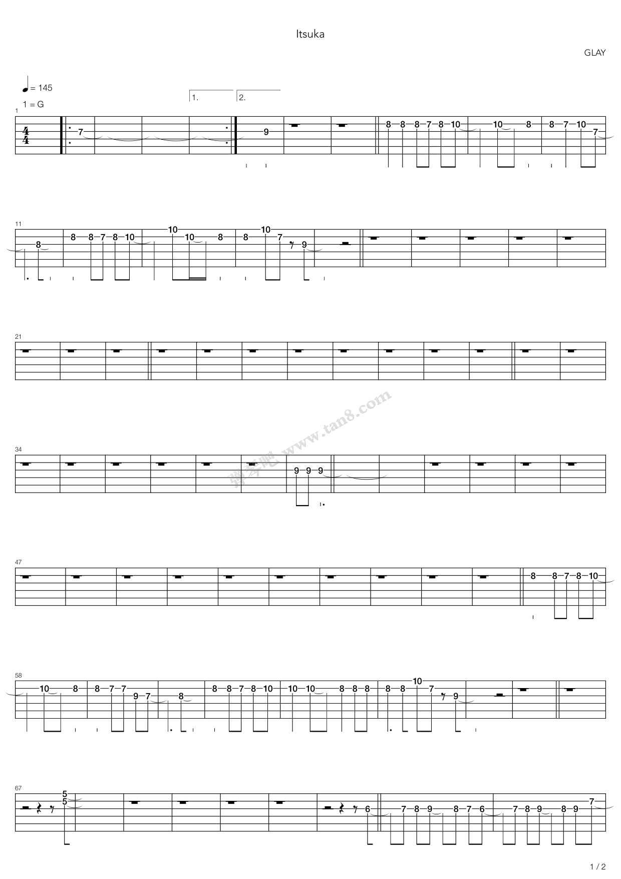 《いつか》,glay(六线谱 吉他谱吉他谱 第1页