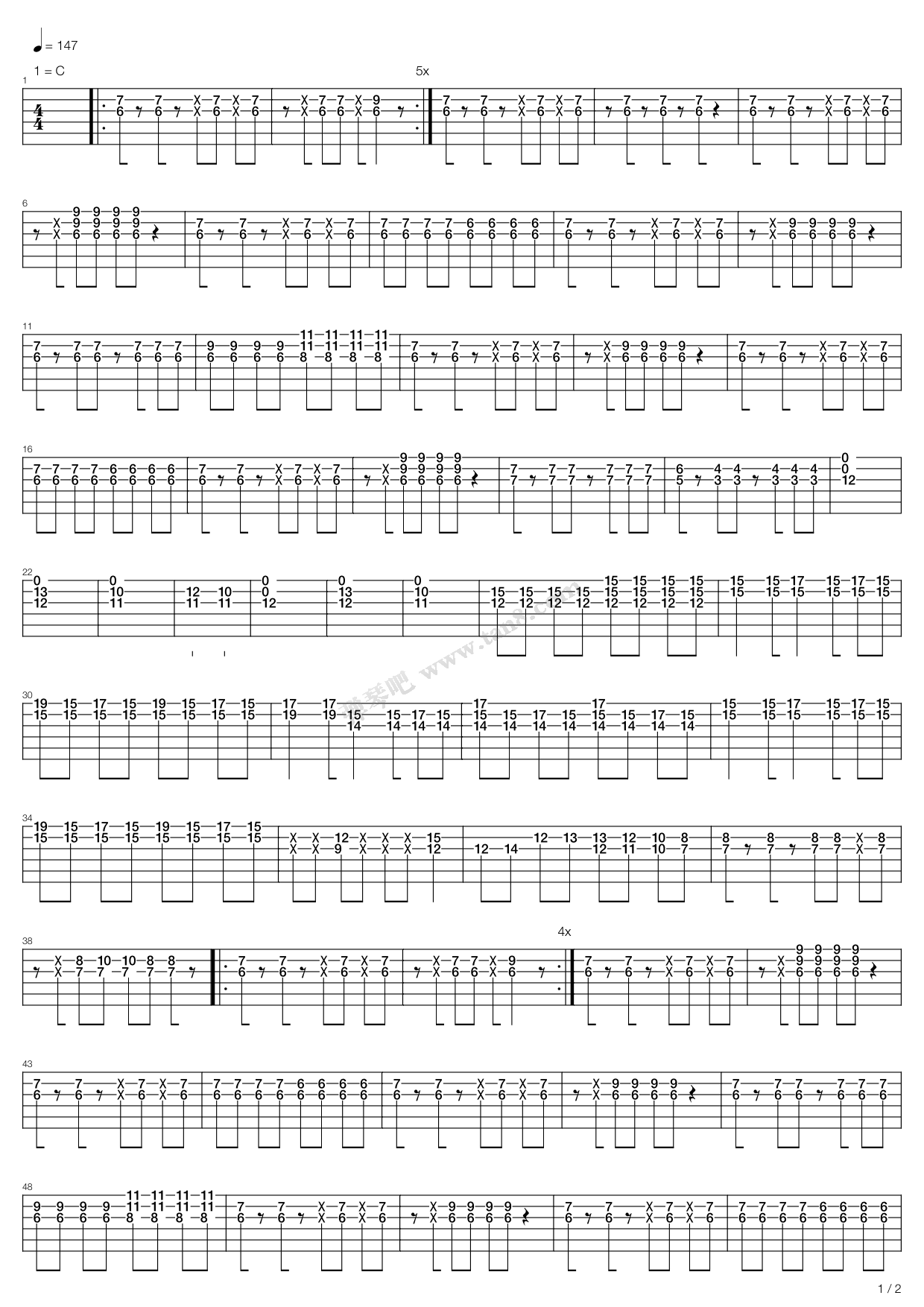 p(六线谱 吉他谱吉他谱 第1页