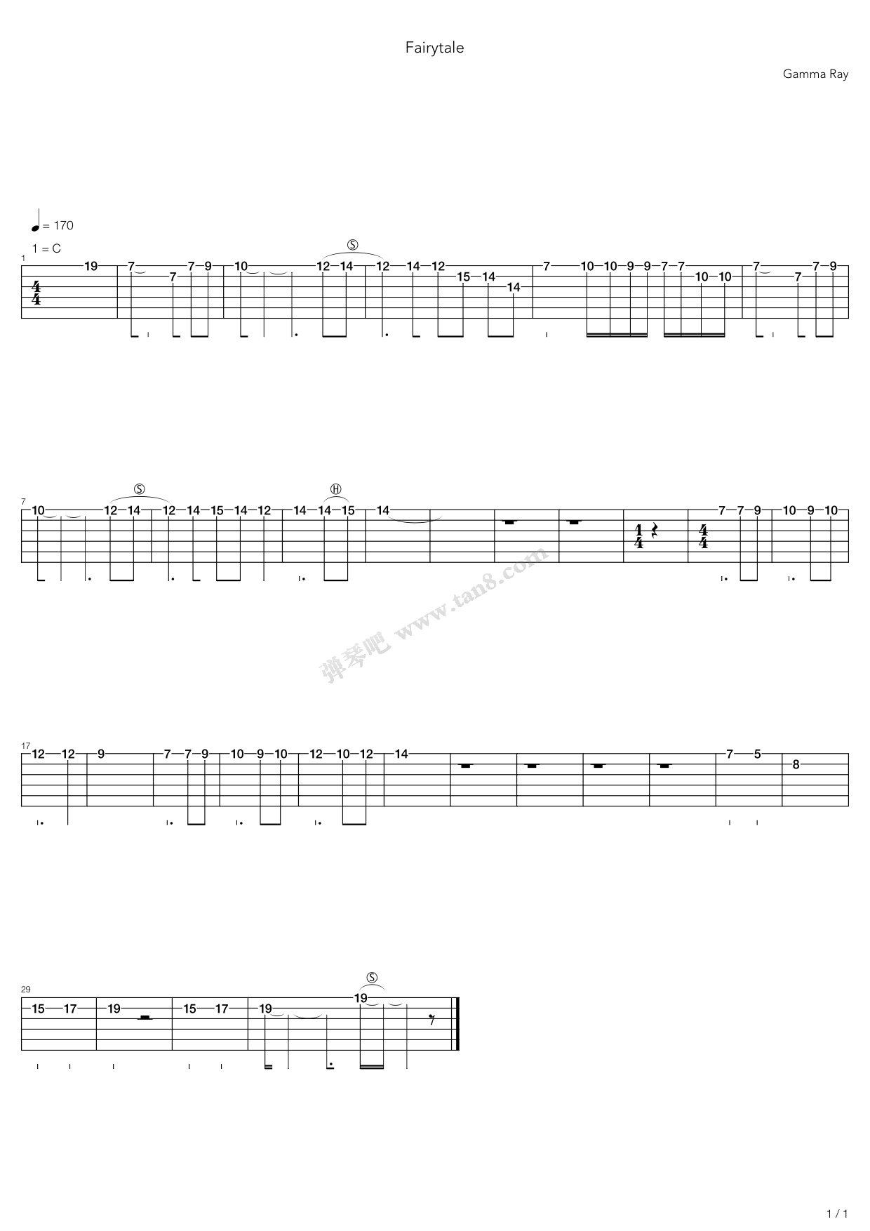 fairytale 吉他谱-虫虫吉他谱免费下载