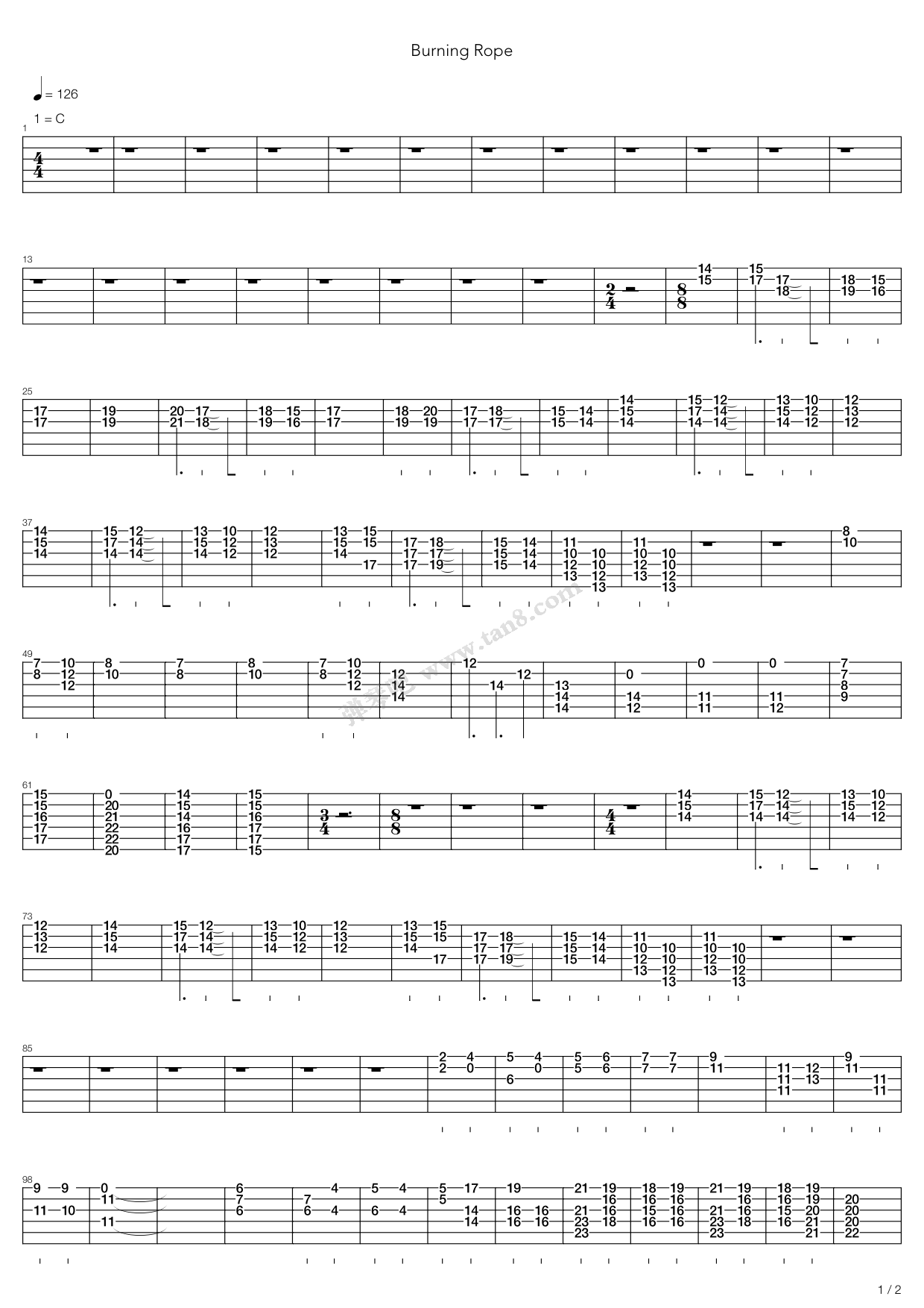 Burning Rope 吉他谱虫虫吉他谱免费下载
