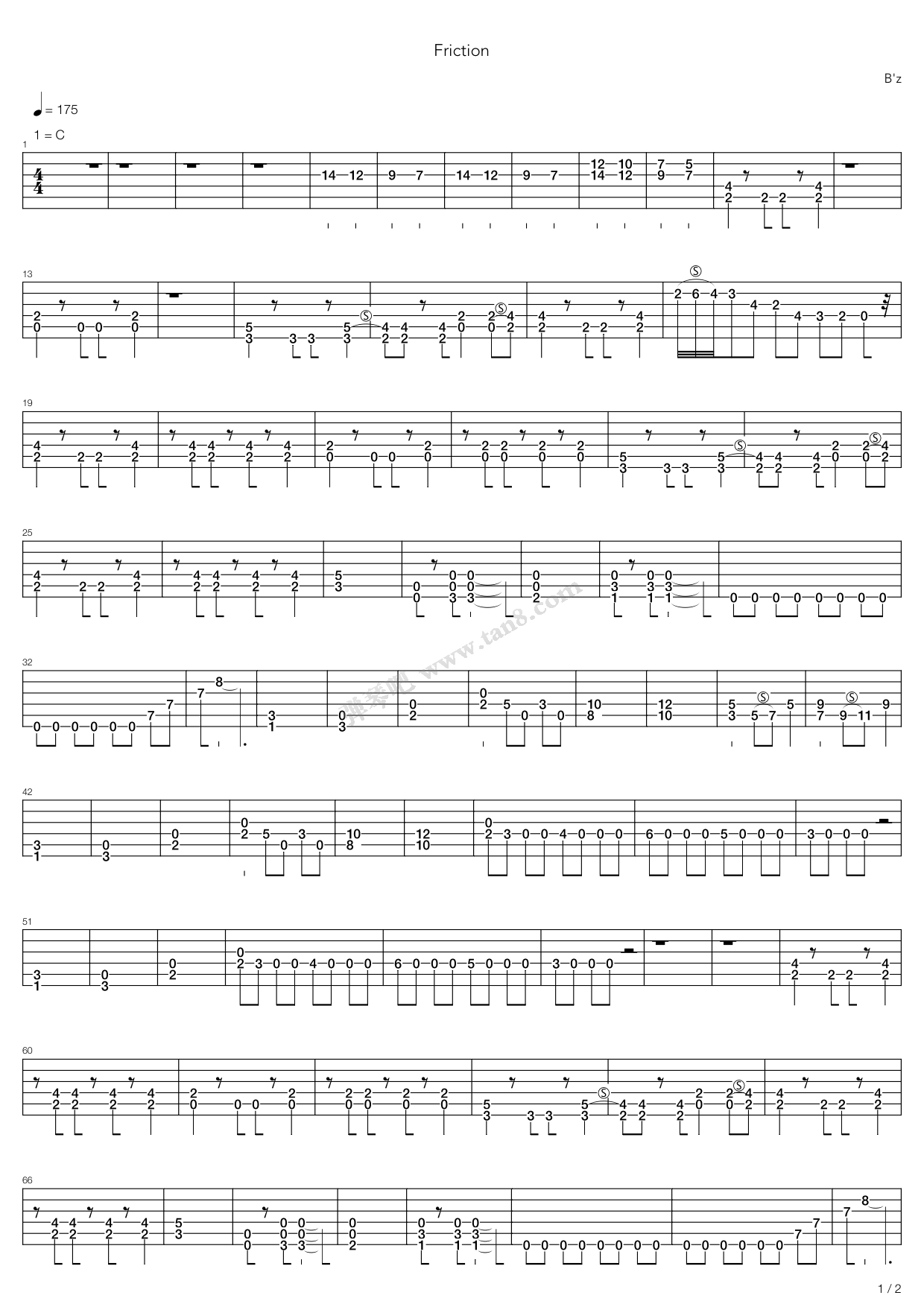 《friction》,bz(六线谱 吉他谱吉他谱 第1页