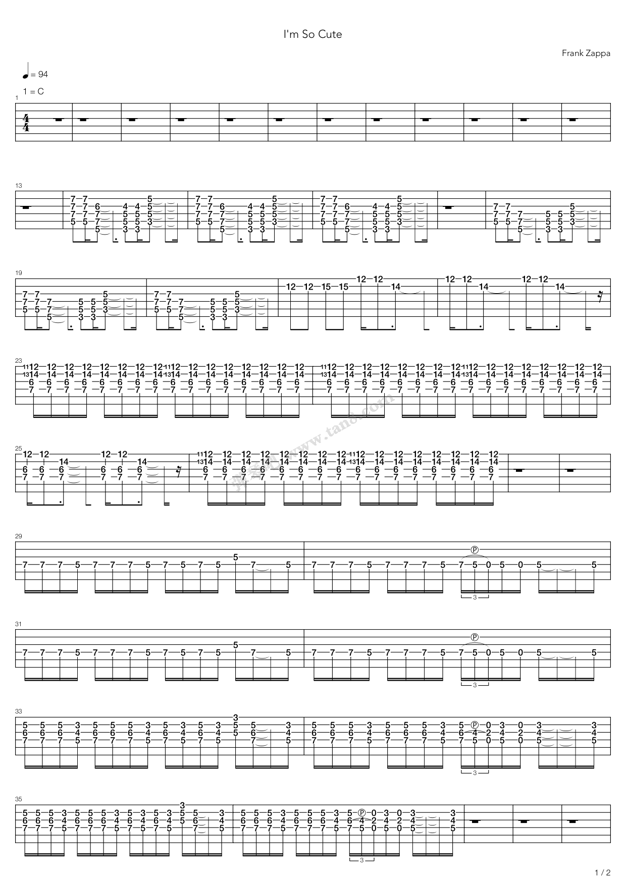 《im so cute》,frank zappa(六线谱 吉他谱吉他谱 第7页