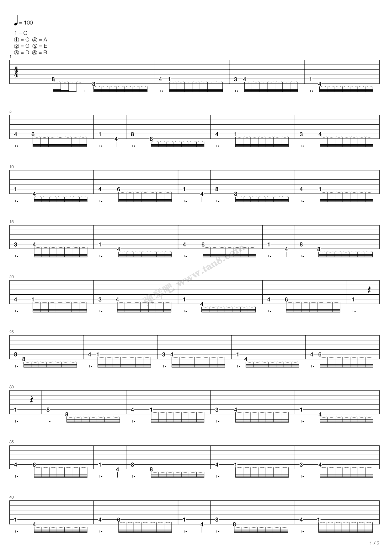 《right now》,fort minor(六线谱 吉他谱吉他谱 第1页