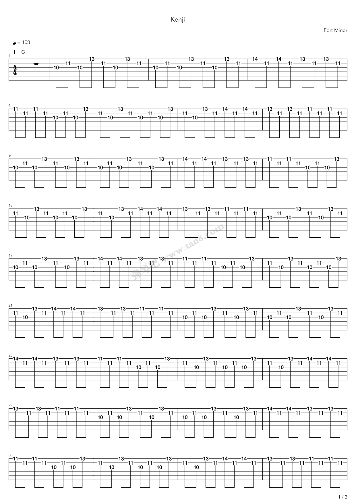 kenji 吉他谱-虫虫吉他谱免费下载