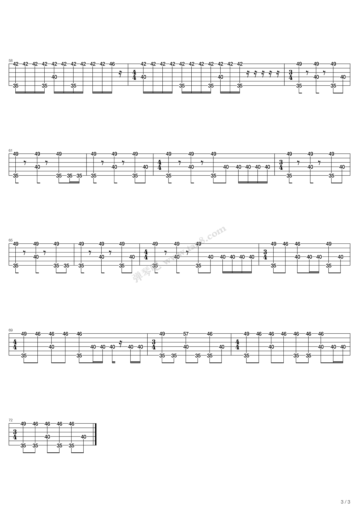 《fire fire》,flyleaf(六线谱 吉他谱吉他谱 第7页