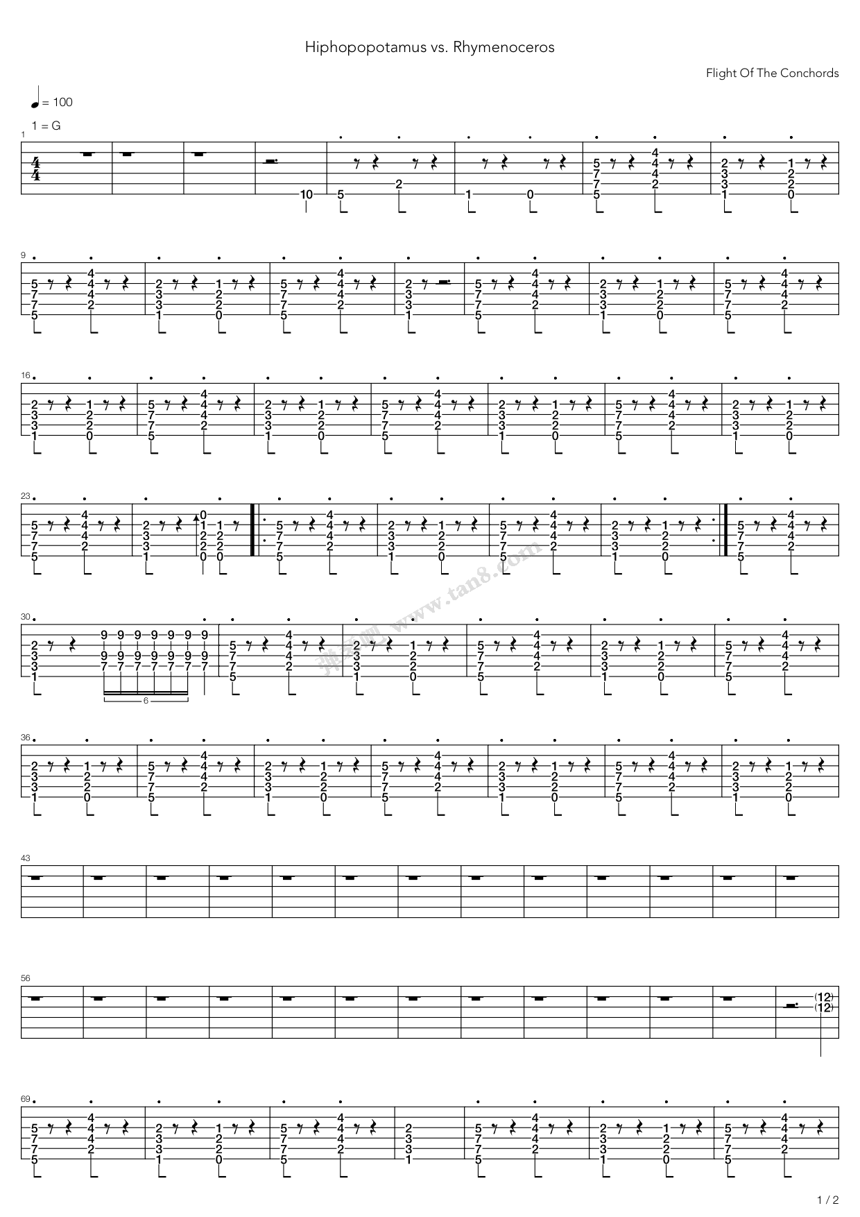 hiphopopotamus vs rhymenoceros 吉他谱-虫虫吉他谱免费下载