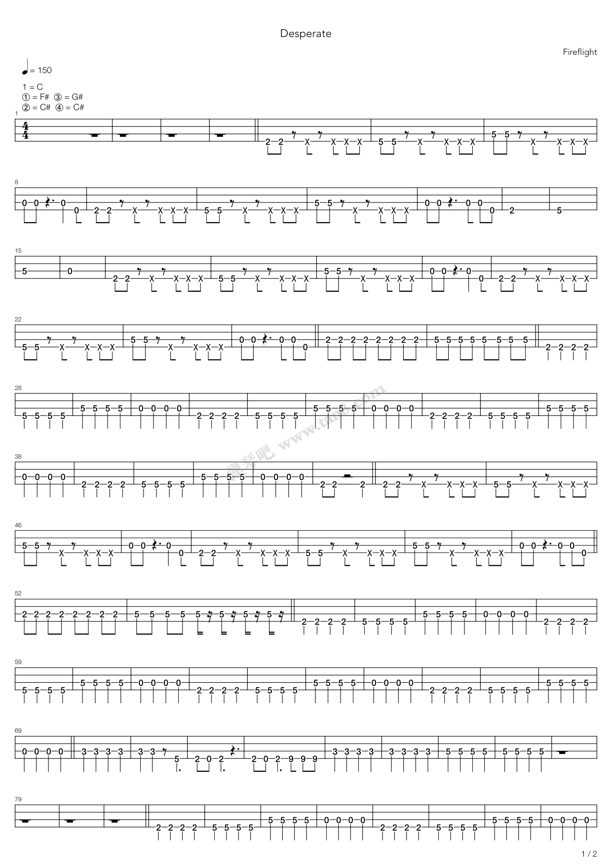 desperate 吉他谱-虫虫吉他谱免费下载