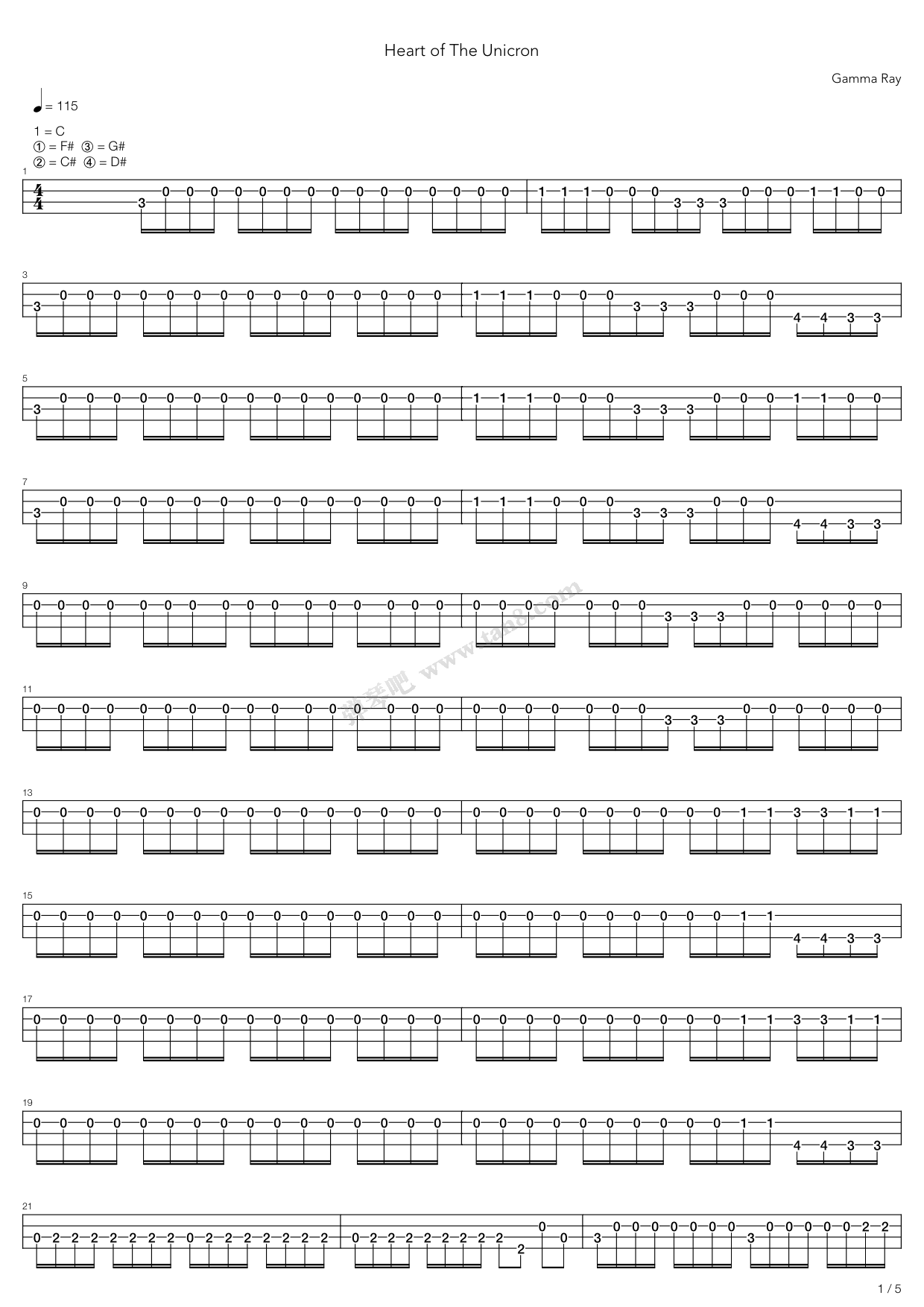 《the heart of the unicorn》,gamma ray(六线谱 吉他谱吉他谱 第14