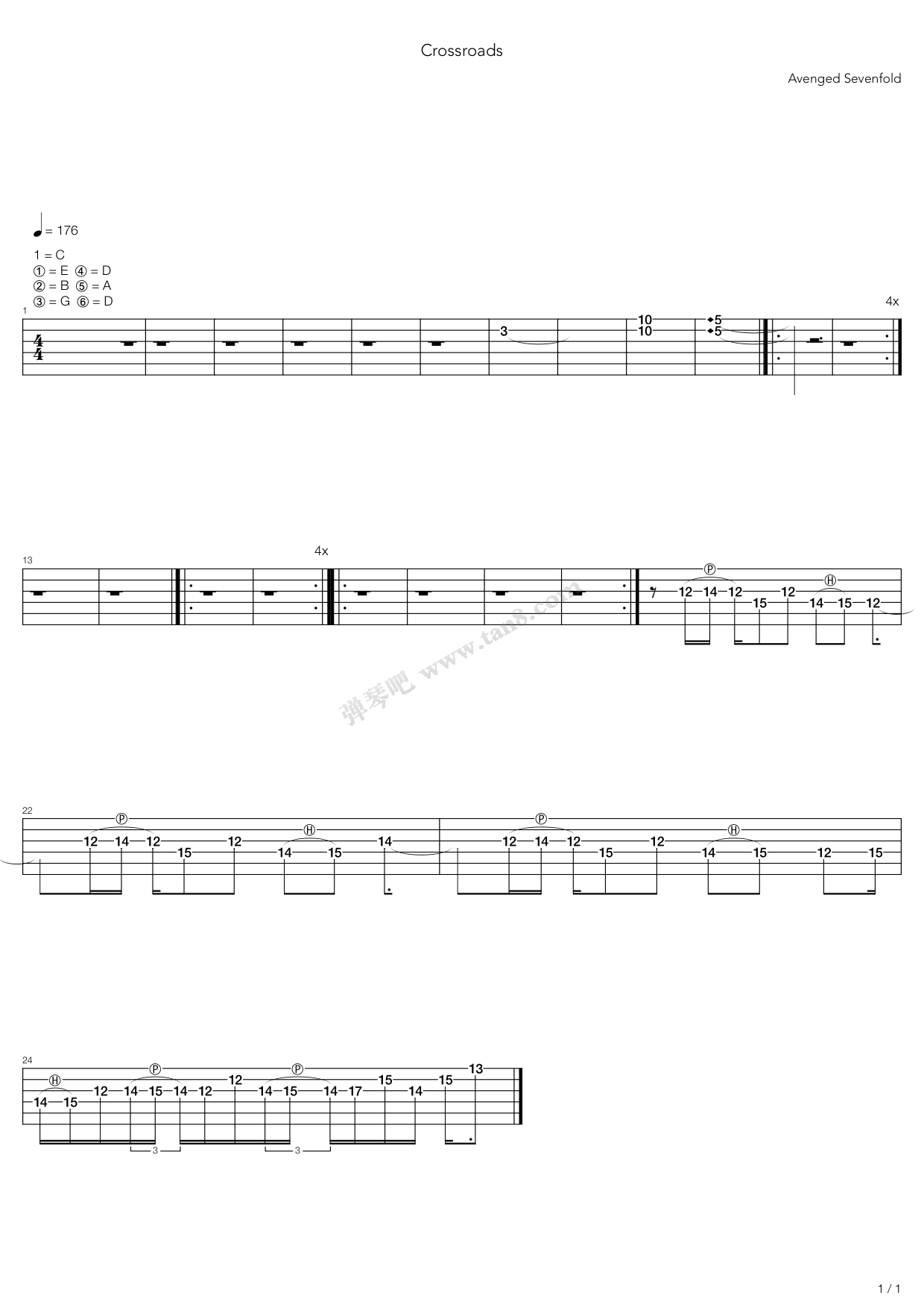 《crossroads》,avenged sevenfold(六线谱 吉他谱吉他谱 第2页